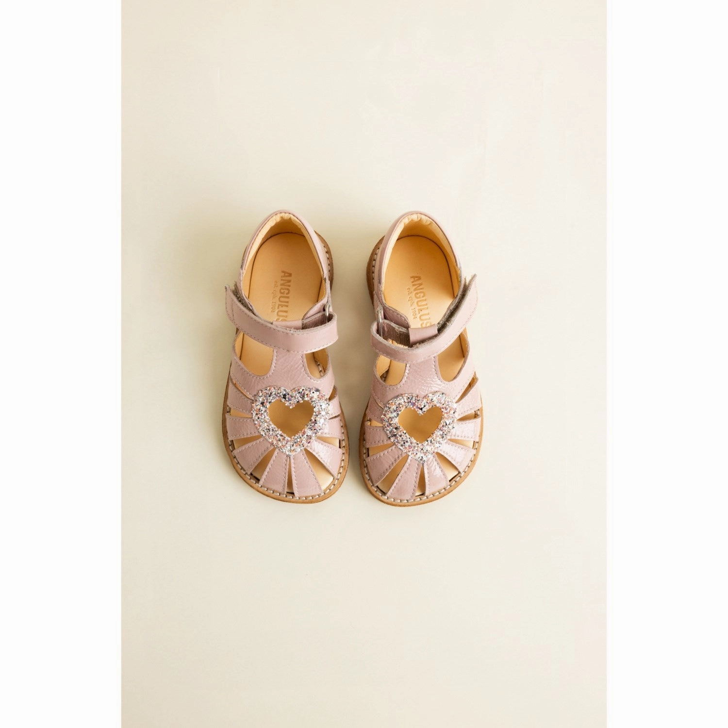 Relaxed Outdoor Footwear Angulus Rosebud/Rosebud Glitter Hjertesandal Med Glitter Hjerte