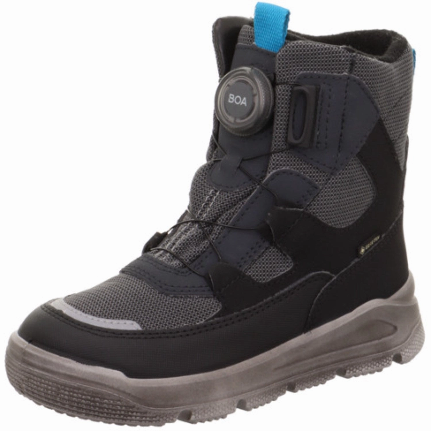 Rugged Look Superfit Black/Light Grey Mars Boots With Warm Lining