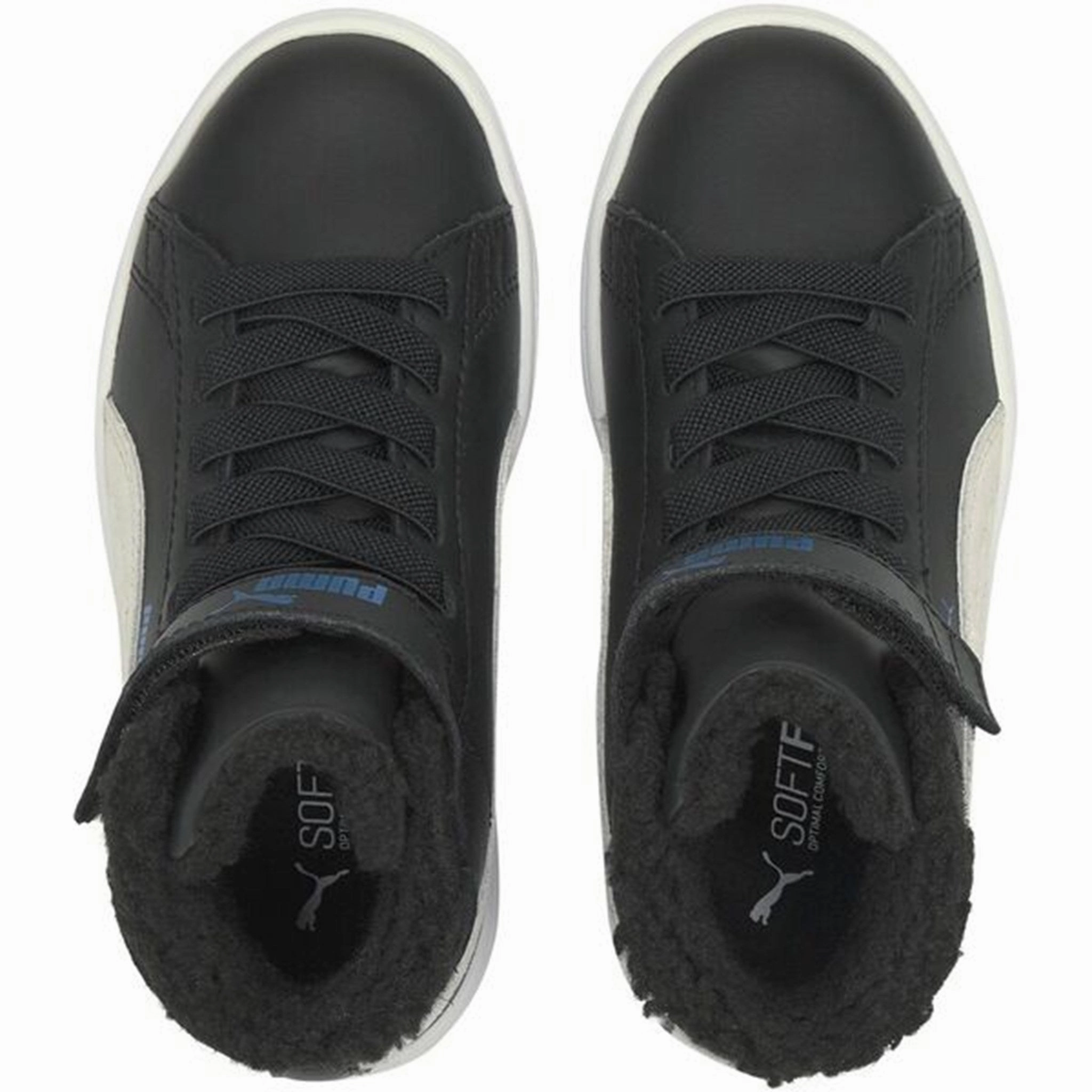 Premium Leather Puma Sneakers Smash v2 Mid Fur Black/White