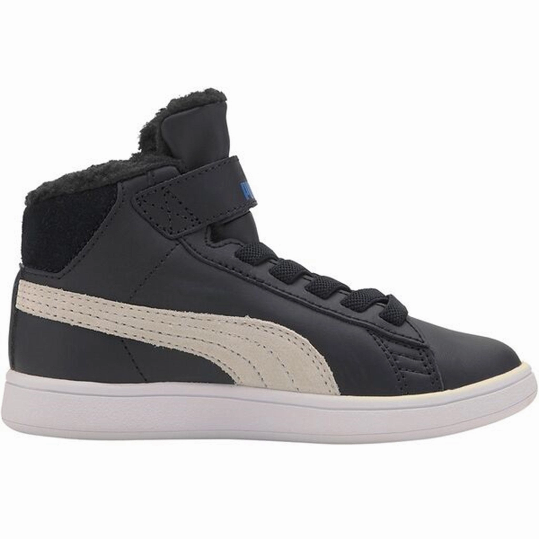 Reinforced Form Mountain Climber Flexible Sole Design Puma Sneakers Smash v2 Mid Fur Black/White