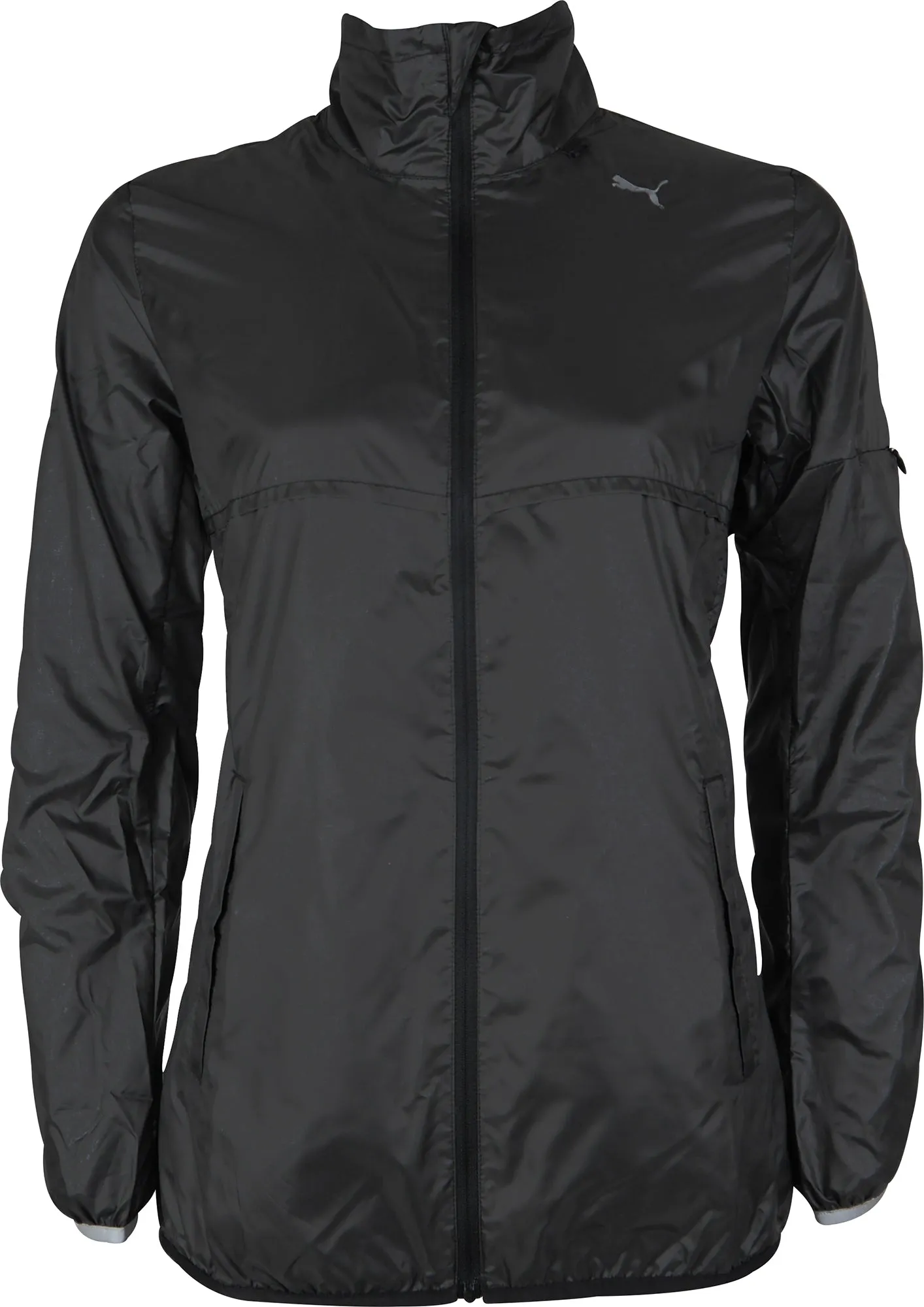Puma Lightweight Womens Running Jacket - Black Secure Zip Pockets