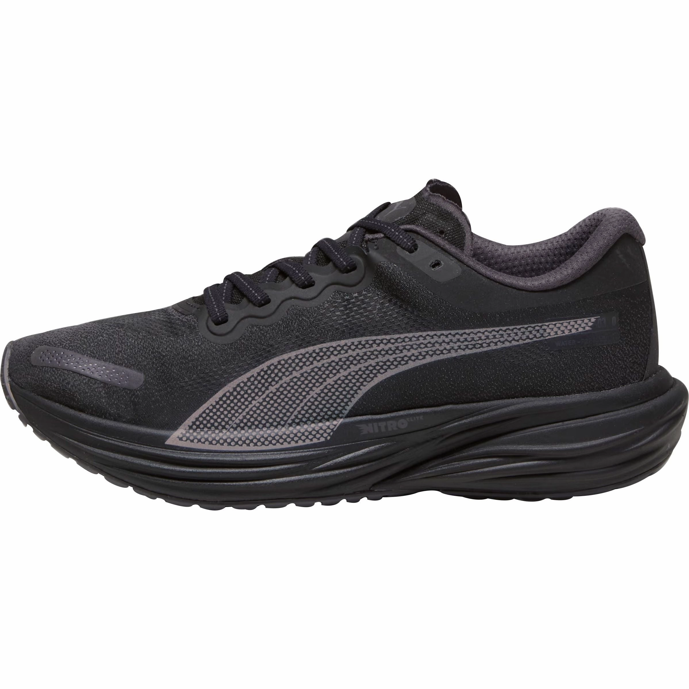 zipper closure shoes running in a stadium shoes Puma Deviate Nitro 2 WTRepel Mens Running Shoes - Black