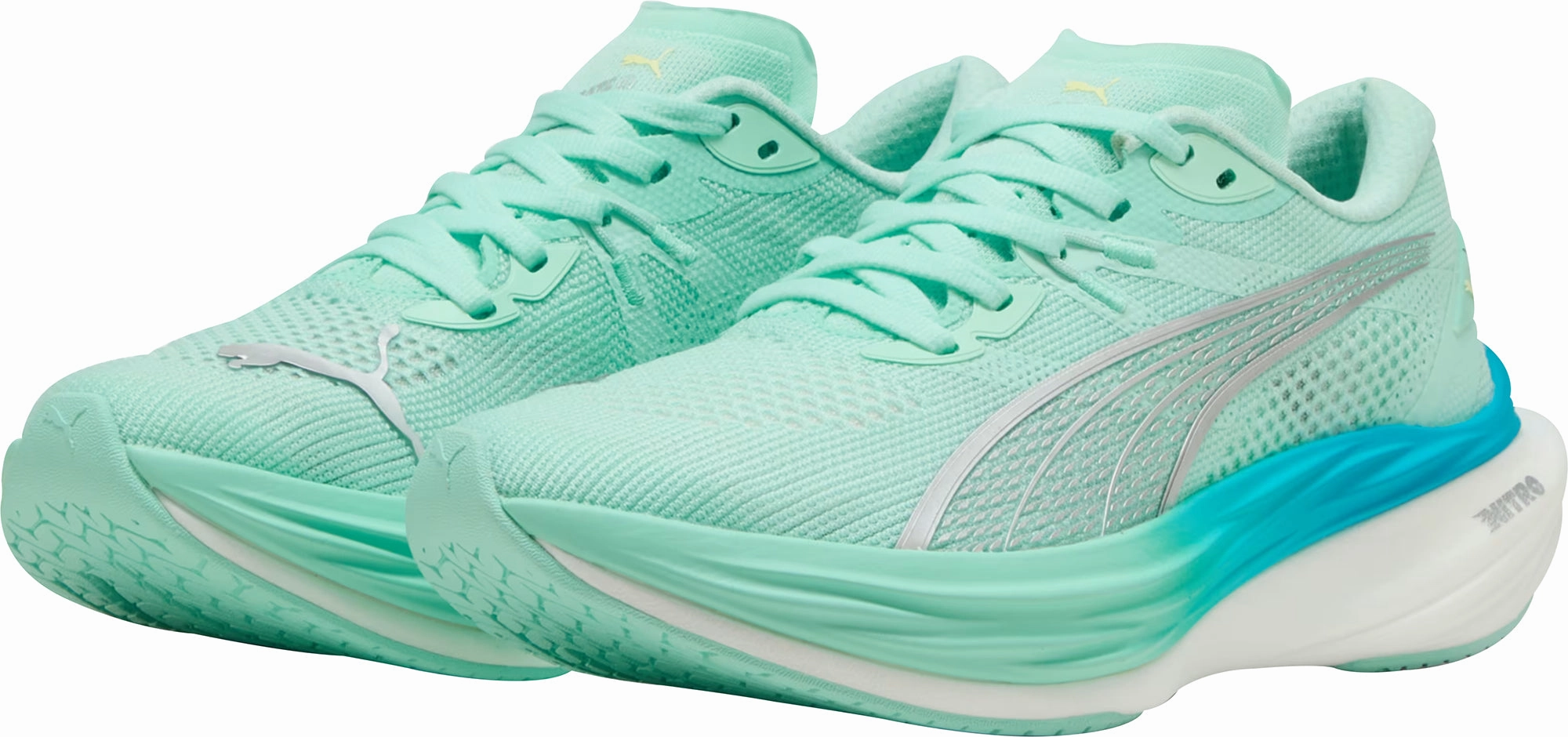 Puma Deviate Nitro 3 Womens Running Shoes - Green Heel Lockdown Tech professional athlete use