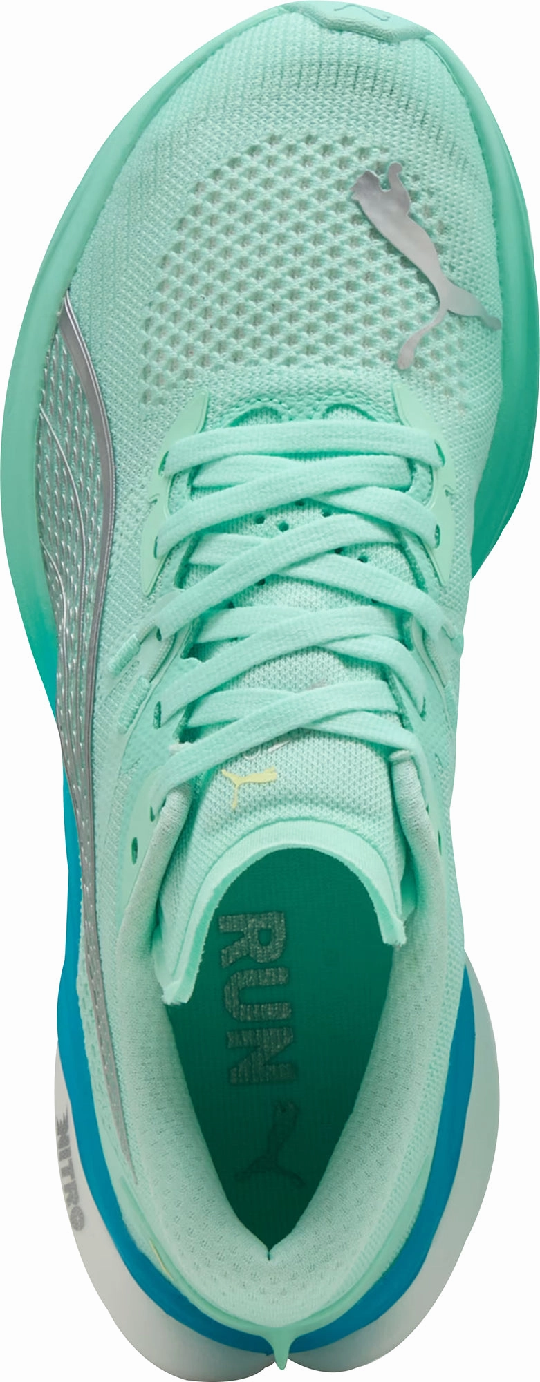 Puma Deviate Nitro 3 Womens Running Shoes - Green yoga shoes Molded Grooves