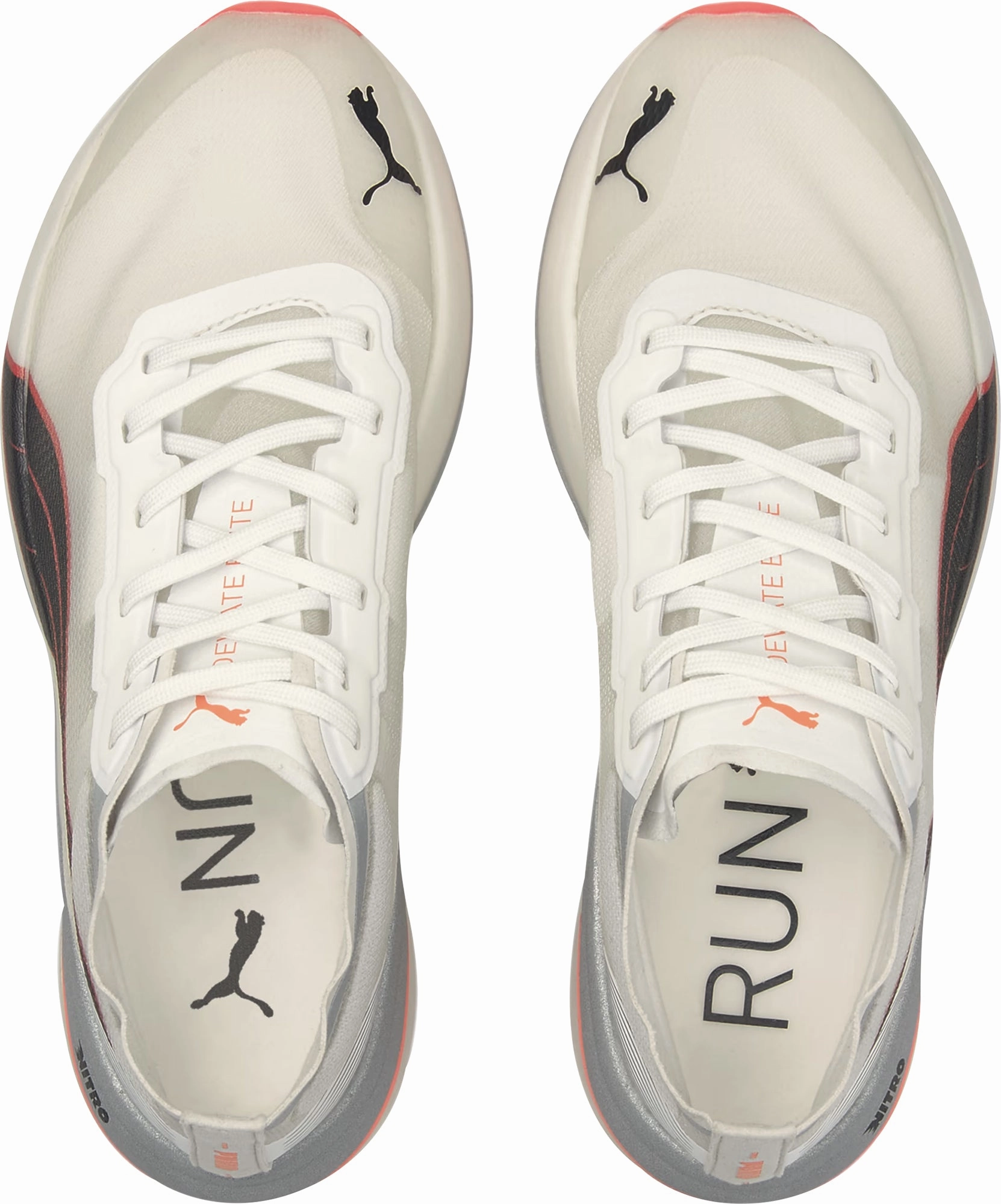 Ventilated Contoured Insole Puma Deviate Nitro Elite Racer Womens Running Shoes - White