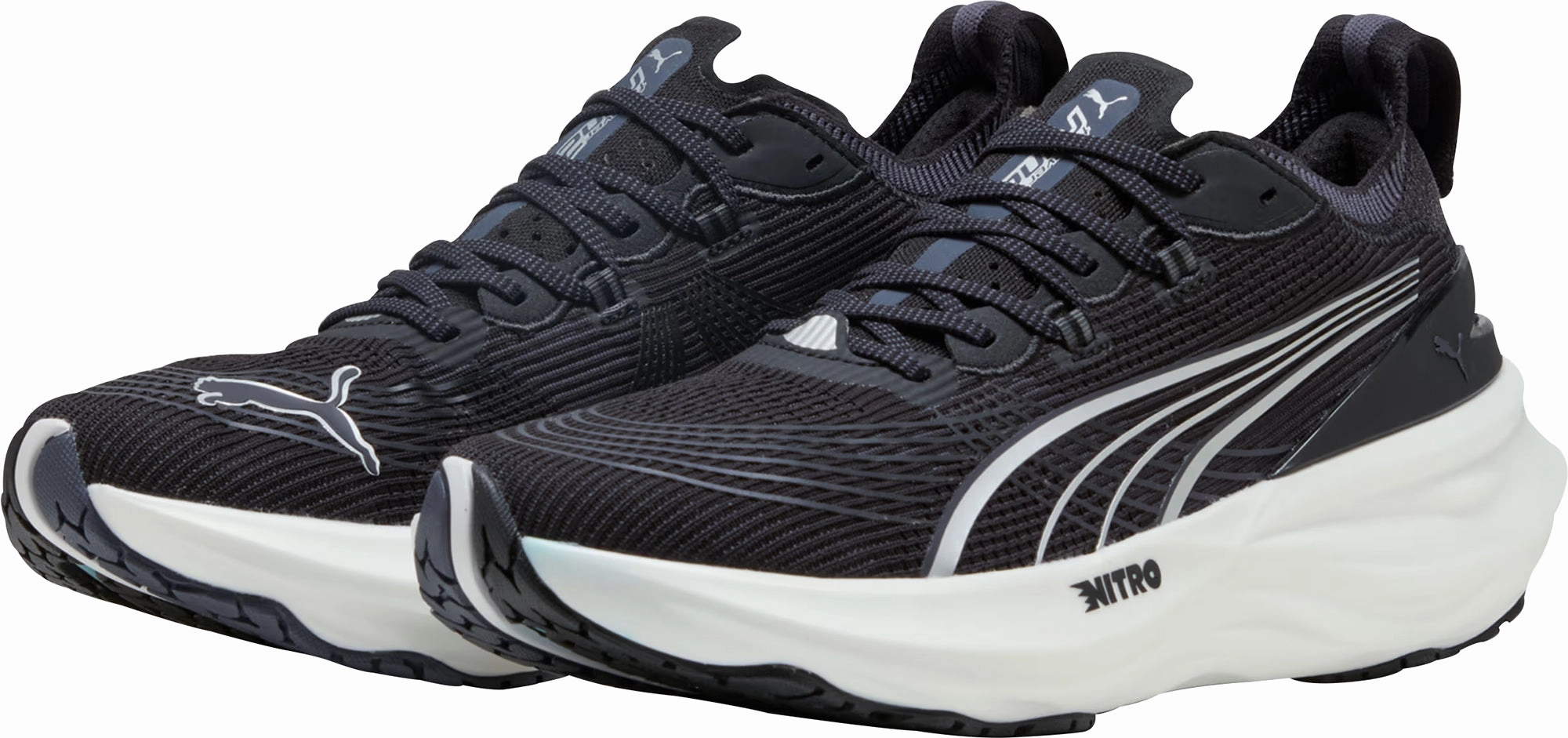 Puma ForeverRun Nitro 2 Mens Running Shoes - Black breathable mesh shoe aspect Flex Groove Design