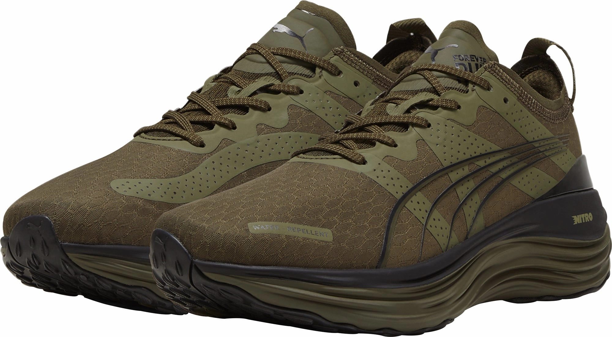 Dynamic Impact Zones Vertical Flex Flexibility Puma ForeverRun Nitro WTR Mens Running Shoes - Green