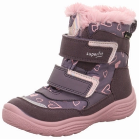 Superfit Purple/Rose Crystal Girls' Slip-On Velcro Zip Boots Built For Comfort