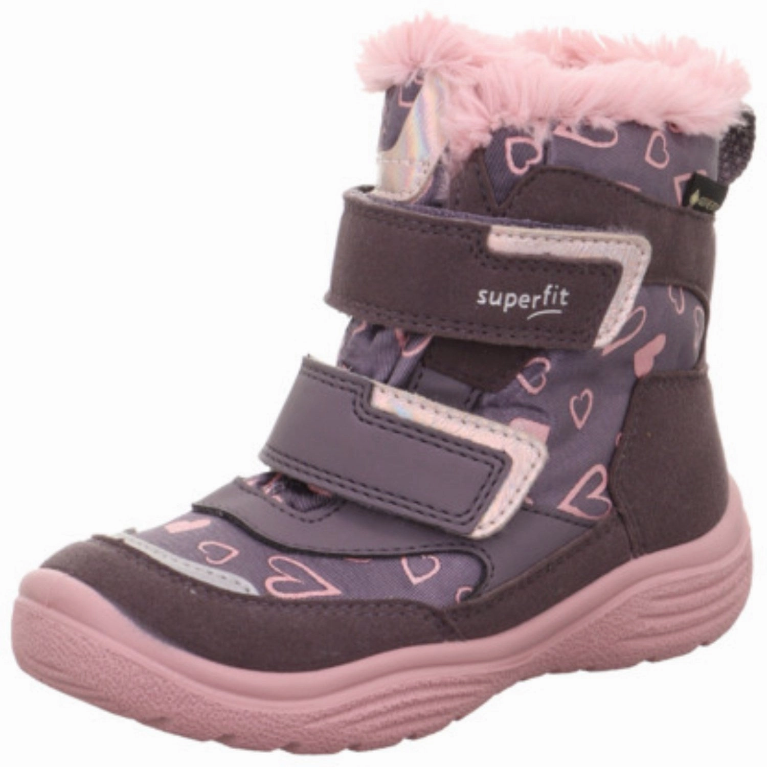Insulated Rough Trail Hiker Superfit Purple/Rose Crystal Girls' Slip-On Velcro Zip Boots