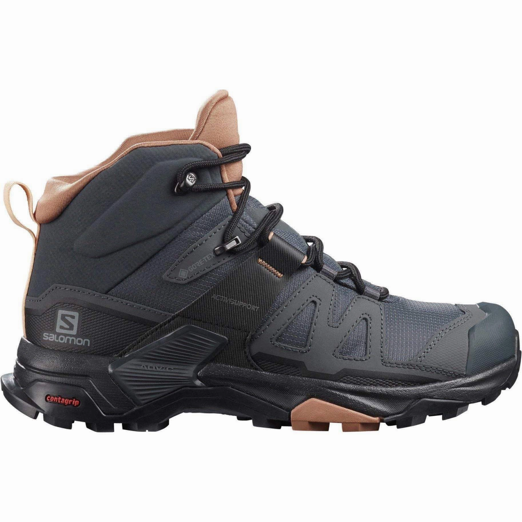 Salomon X Ultra 4 Mid GORE-TEX Womens Walking Boots - Grey Sturdy Construction Rearfoot Cushioning