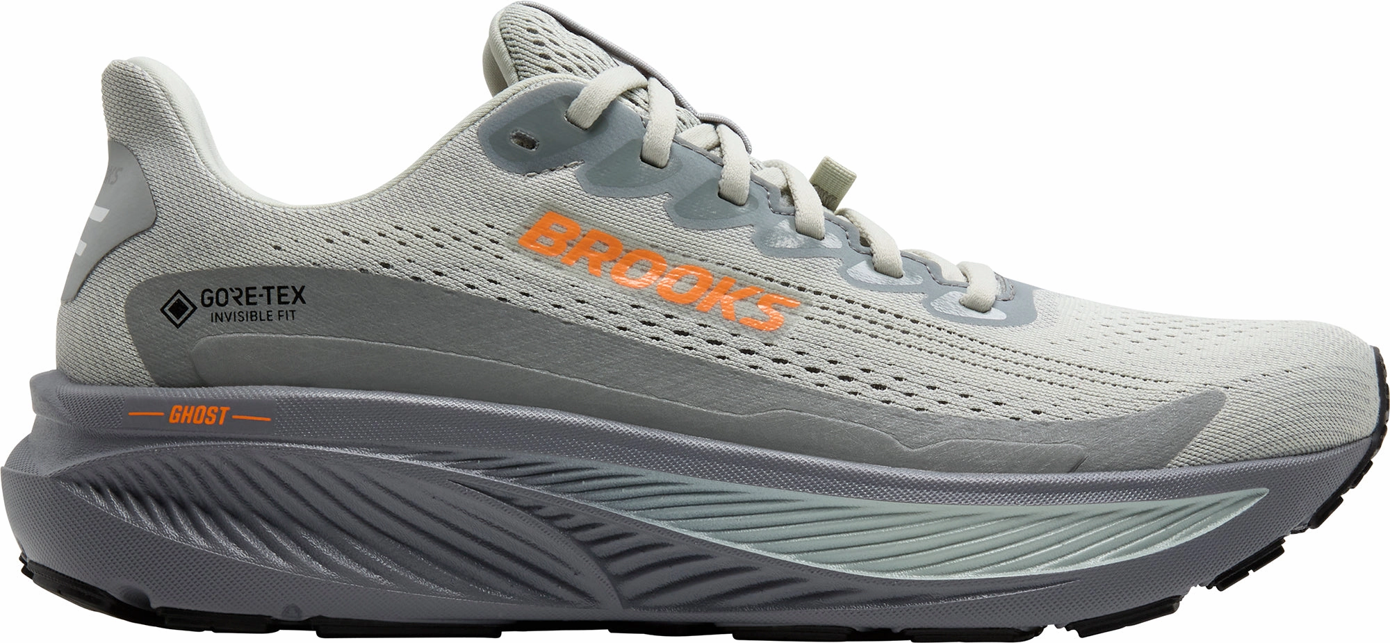 Continuous Rubber Outsole Brooks Ghost 17 GORE-TEX Mens Running Shoes - Grey