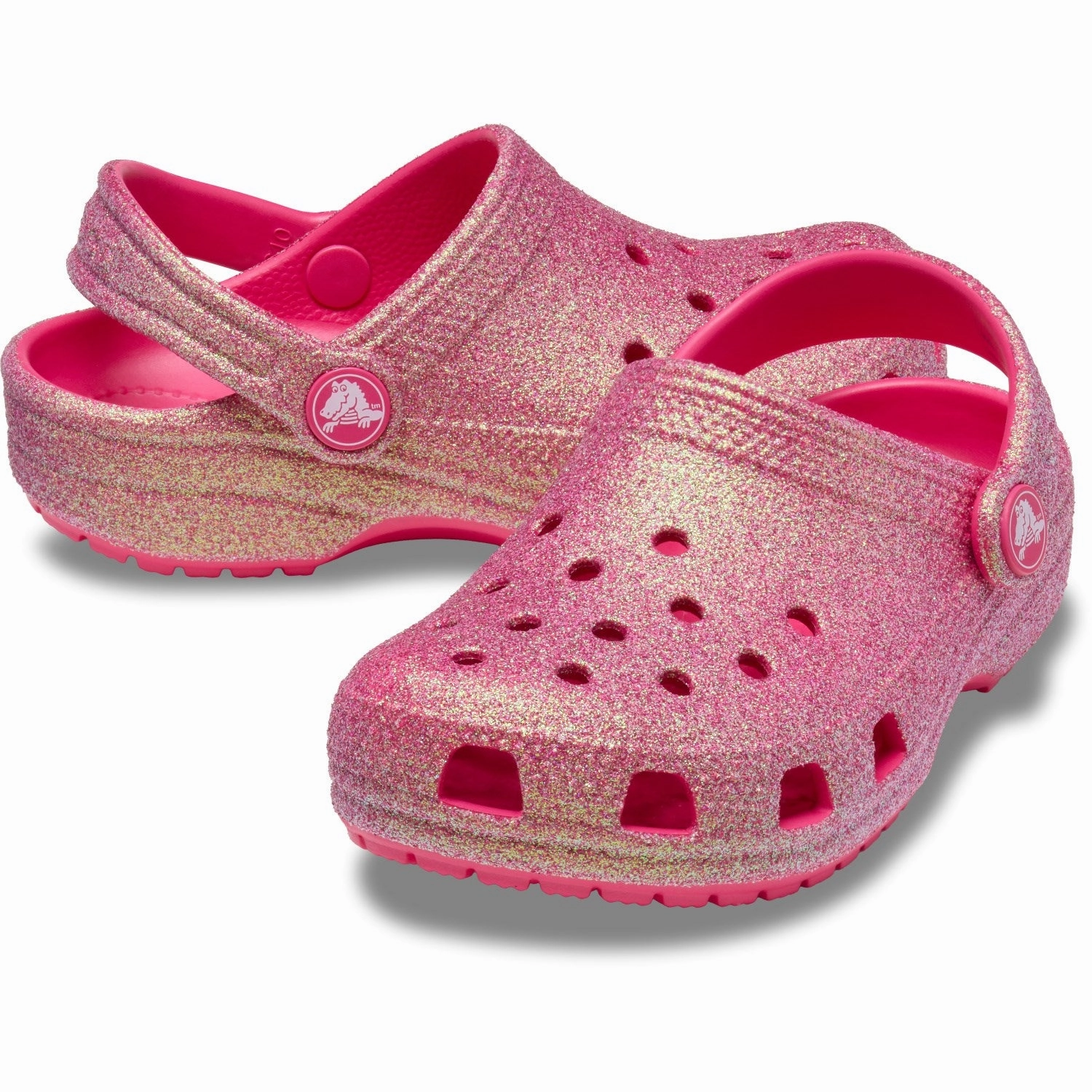 Low Profile Footbed Design Crocs Dragon Fruit Classic Iridescent Glitter Clog