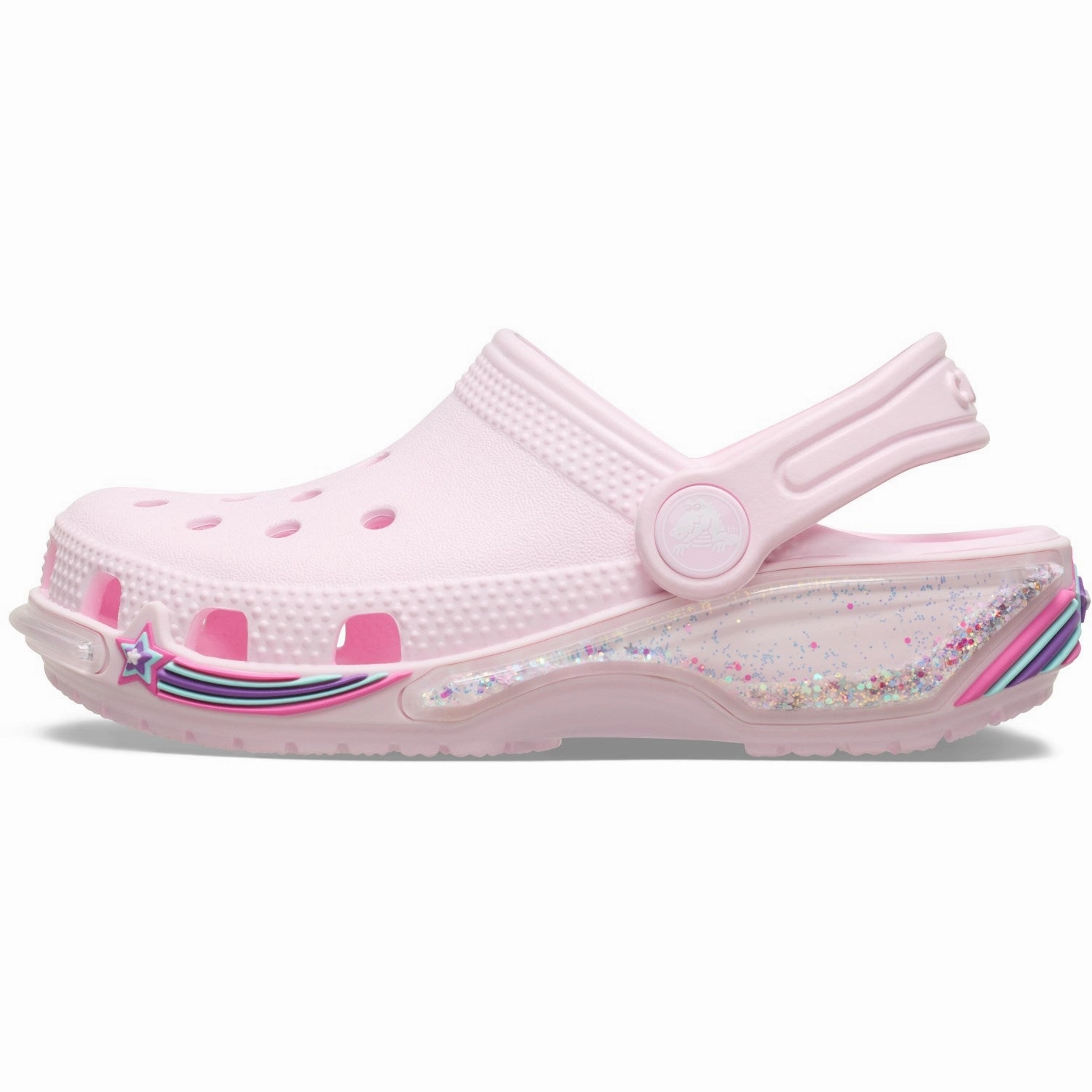 Wide Fit Design Crocs Pink Milk Classic Star Sprinkel Shaker Clog