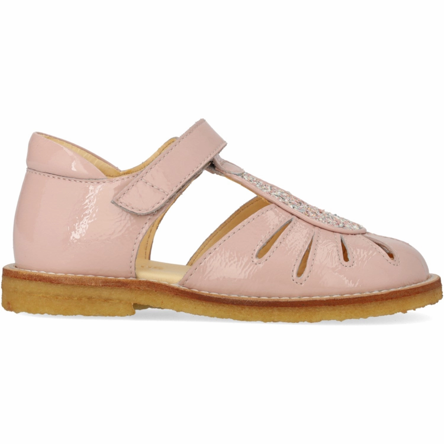 Angulus Rosebud/Rosebud Glitter Sandal with Drop Detail in Sparkling Glitter Open Frame