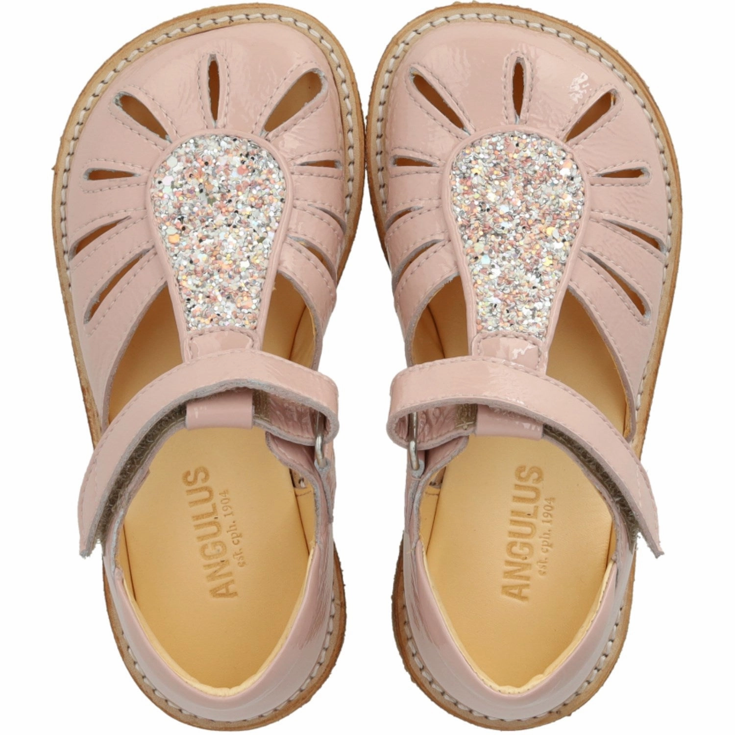 Angulus Rosebud/Rosebud Glitter Sandal with Drop Detail in Sparkling Glitter All-day Summer Sandals Zero Break In Comfort