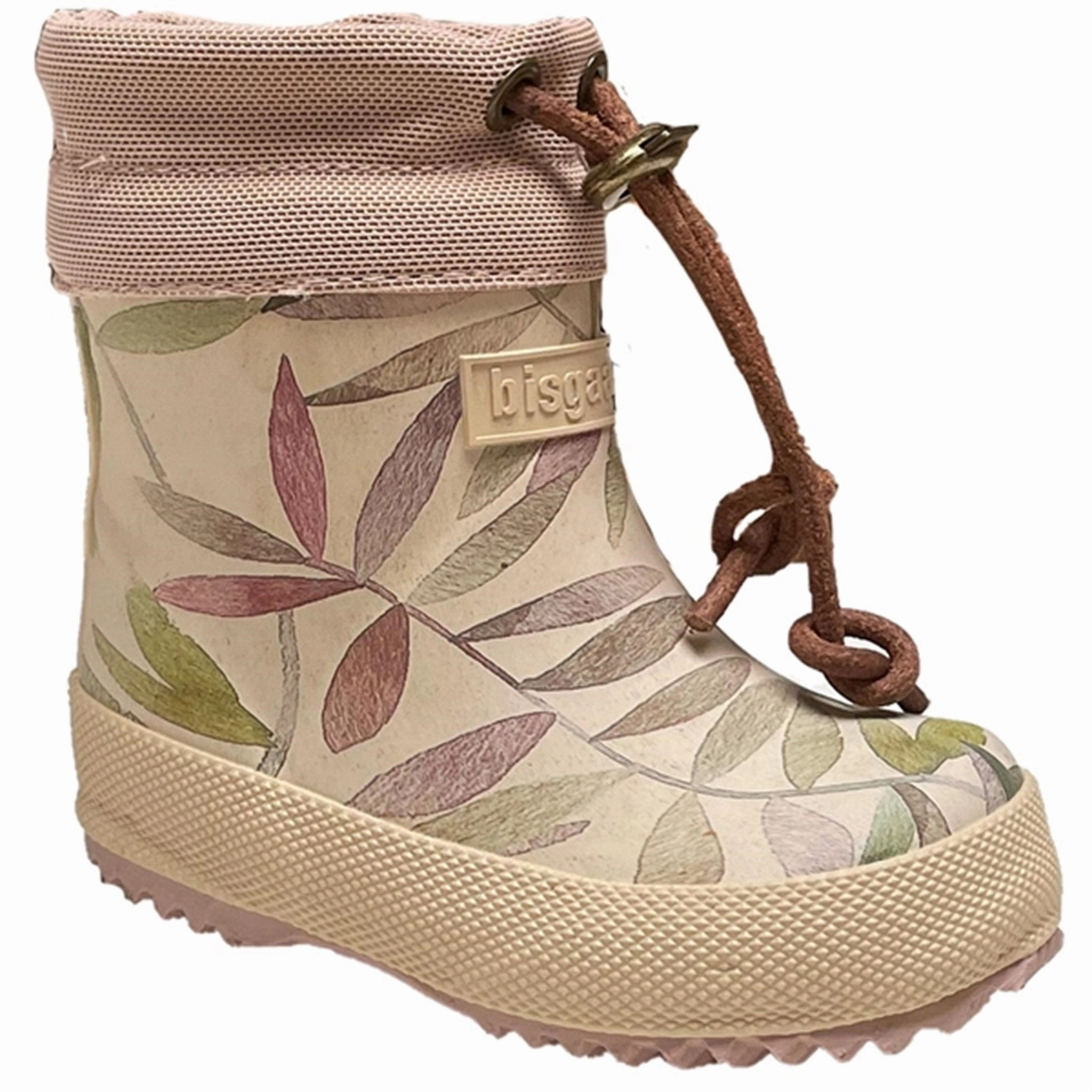 All Weather Windy Weather Removable Bisgaard Winter Thermo Rubber Boots Beige Leaves