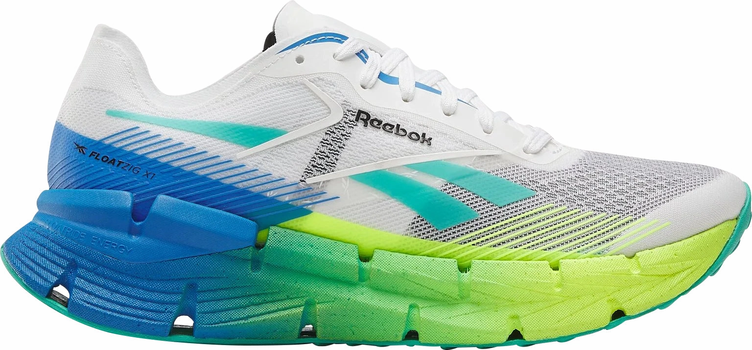 Durable Reinforcement Nylon Mesh Reebok FloatZig X1 Mens Running Shoes - White