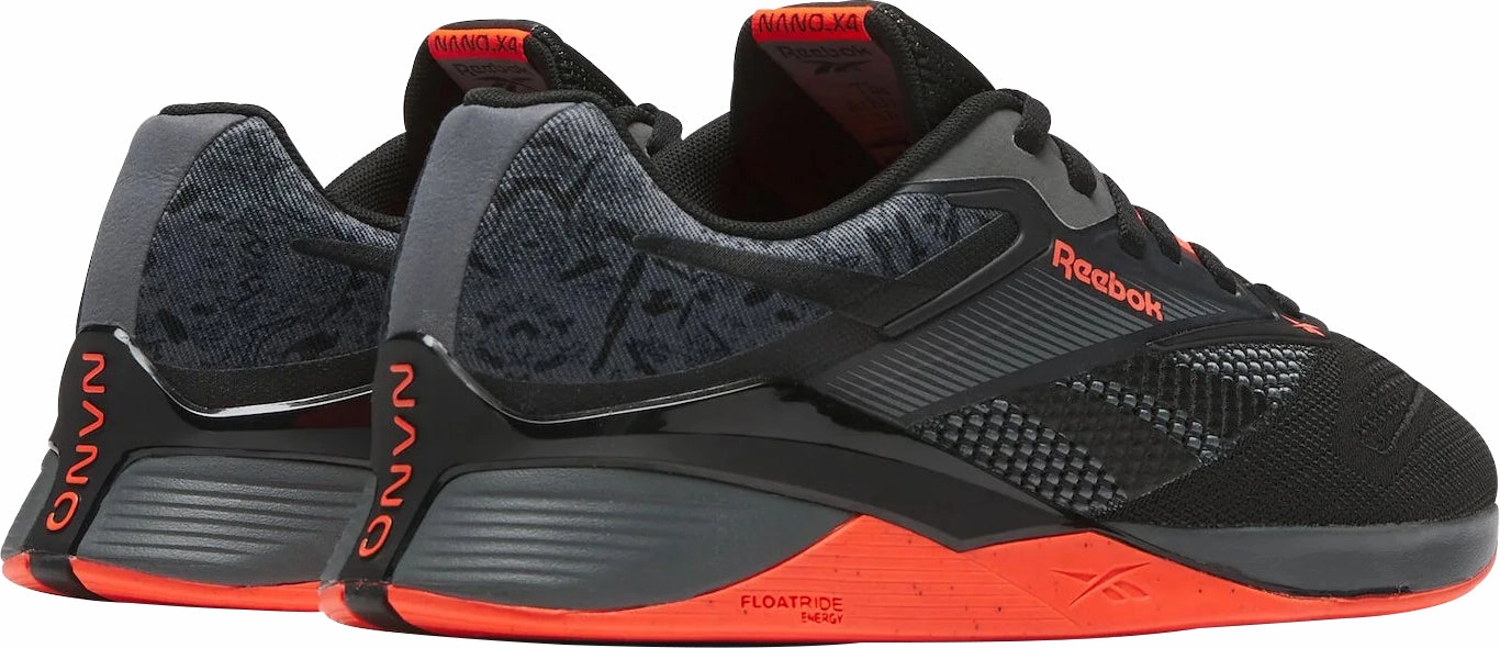 Reebok Nano X4 Mens Training Shoes - Black Natural Step Adjustable Lace Lock