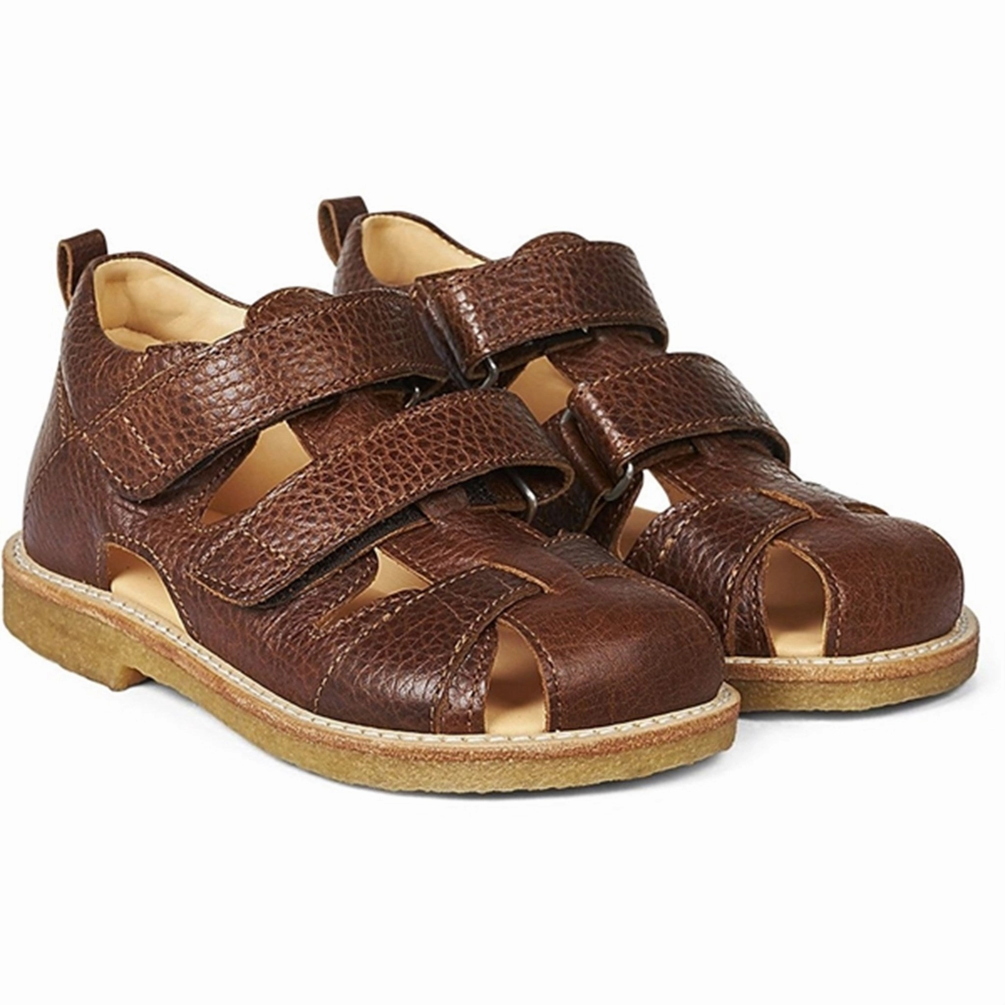 Angulus Sandal W. Velcro Medium Brown Neutral Look Practical Footwear