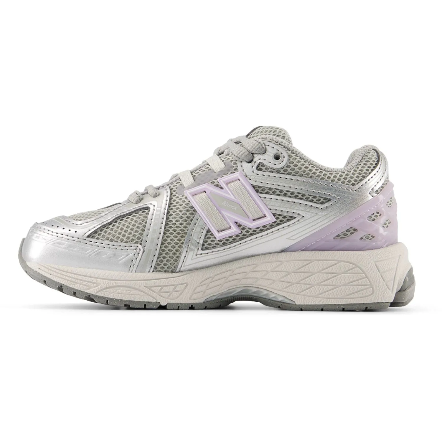 New Balance Silver Metallic 1906 Kids Lace Sneakers Foam Support