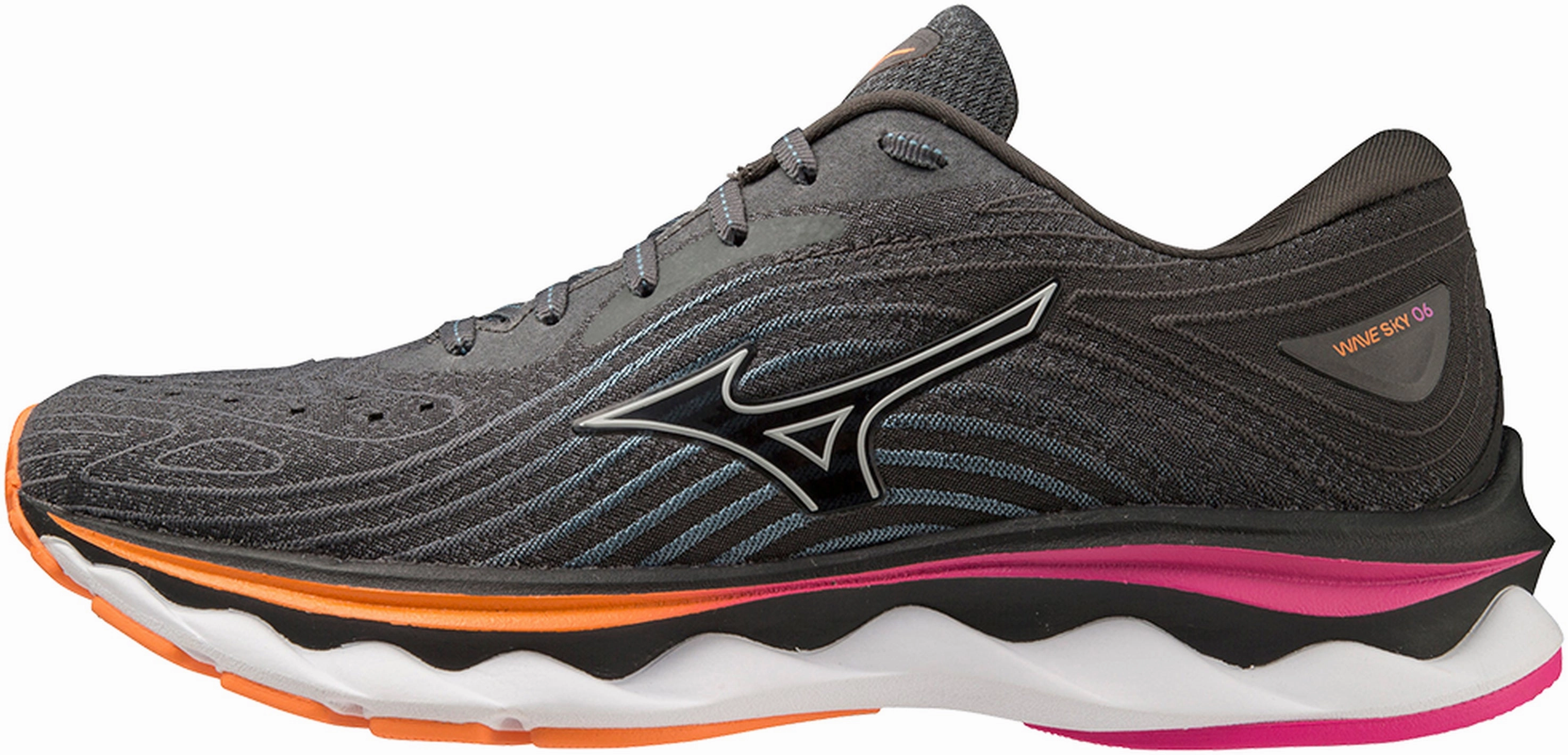 Mizuno Wave Sky 6 Womens Running Shoes - Grey Heel Stability Temperature Regulating Insole