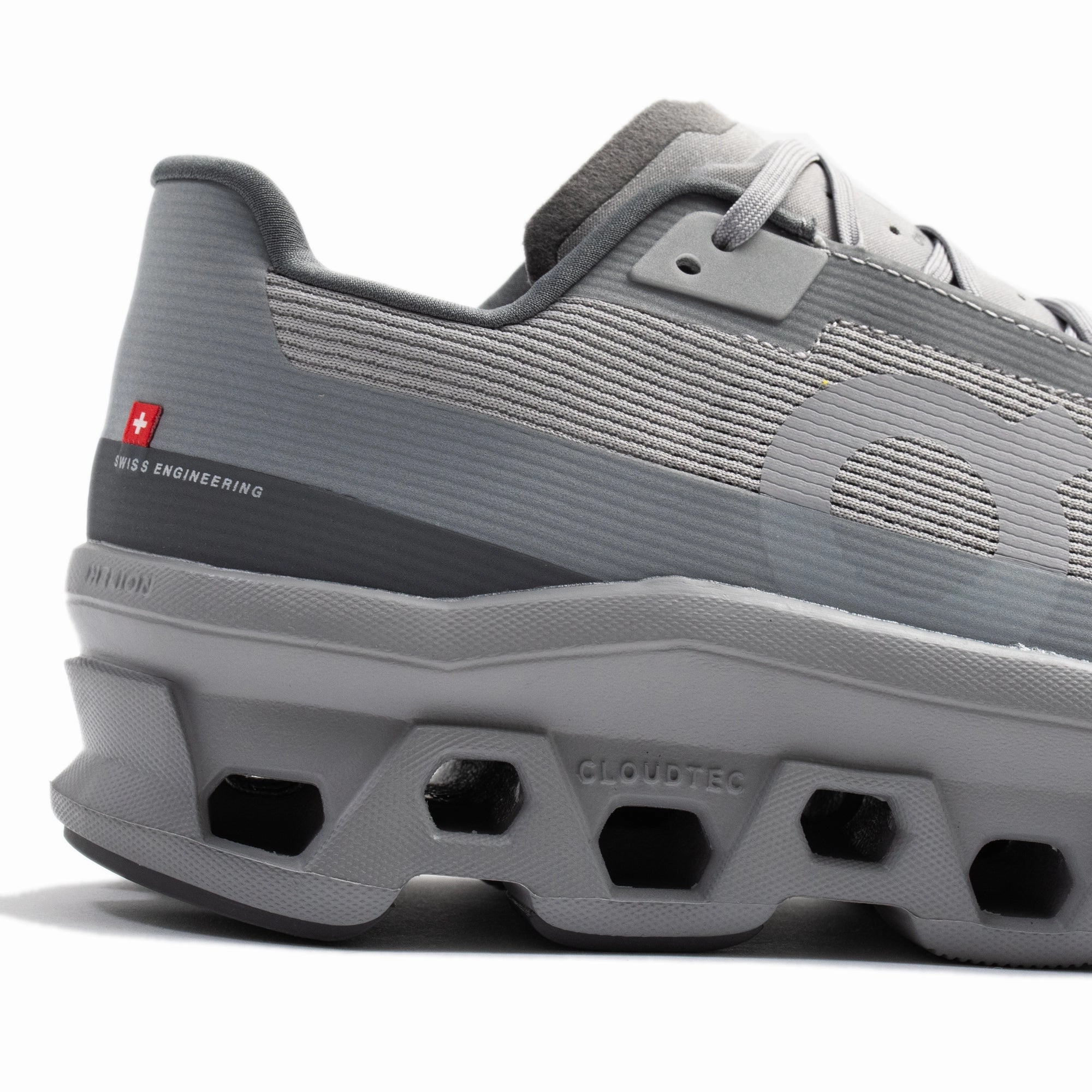 On Running Mens Cloudmonster Void Shoes jogging in park lace - up running option