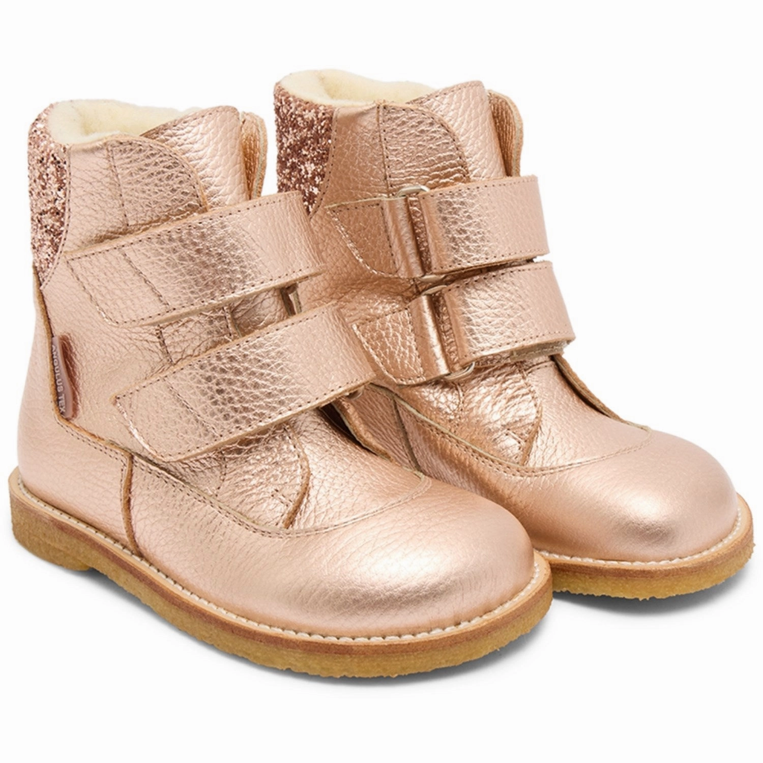 Angulus Copper/Maple Glitter Tex Boot with Velcro Closure Cushion Collar