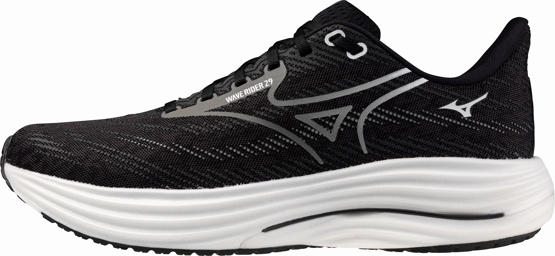 Mizuno Wave Rider 29 Mens Running Shoes - Black High Energy Return artistic - event running gear