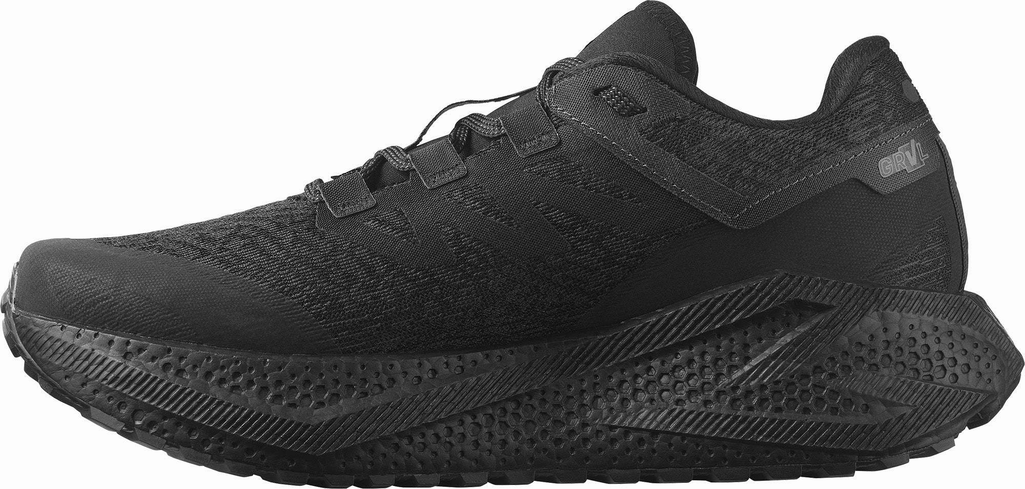 impact - protection - mechanism shoes Micro Grooves Salomon Aero Glide 3 GRVL Mens Trail Running Shoes - Black