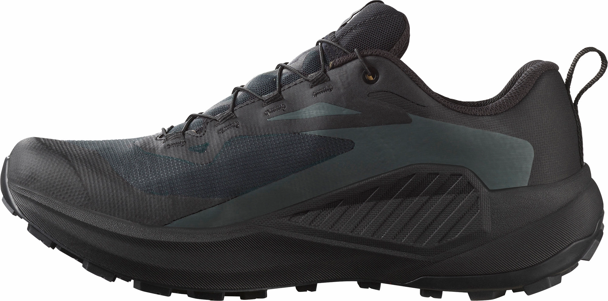 Cushioned Collar Padding anti - slip outsole Salomon Genesis GORE-TEX Mens Trail Running Shoes - Black