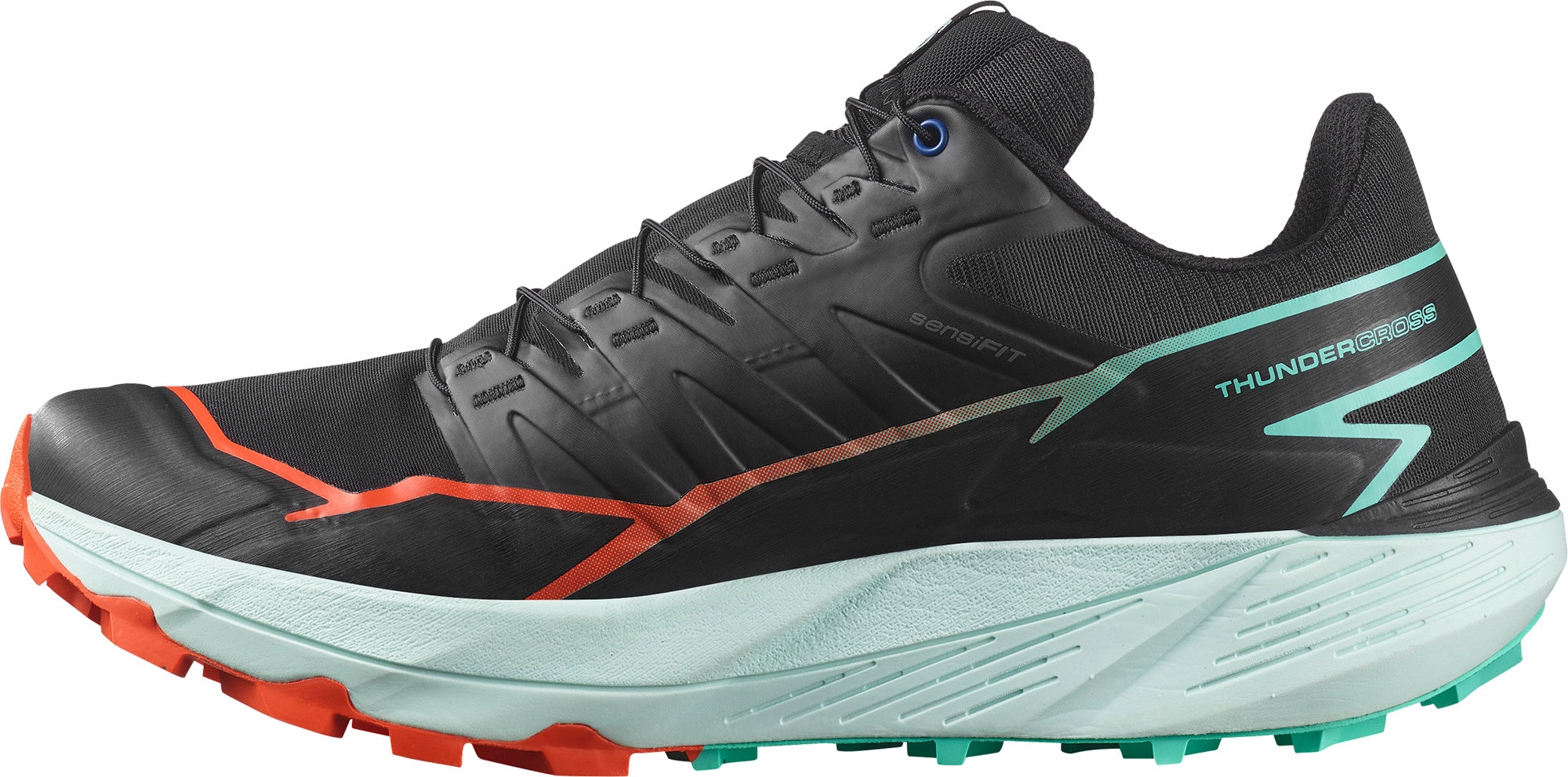 walker shoes tread depth Salomon Thundercross Mens Trail Running Shoes - Black