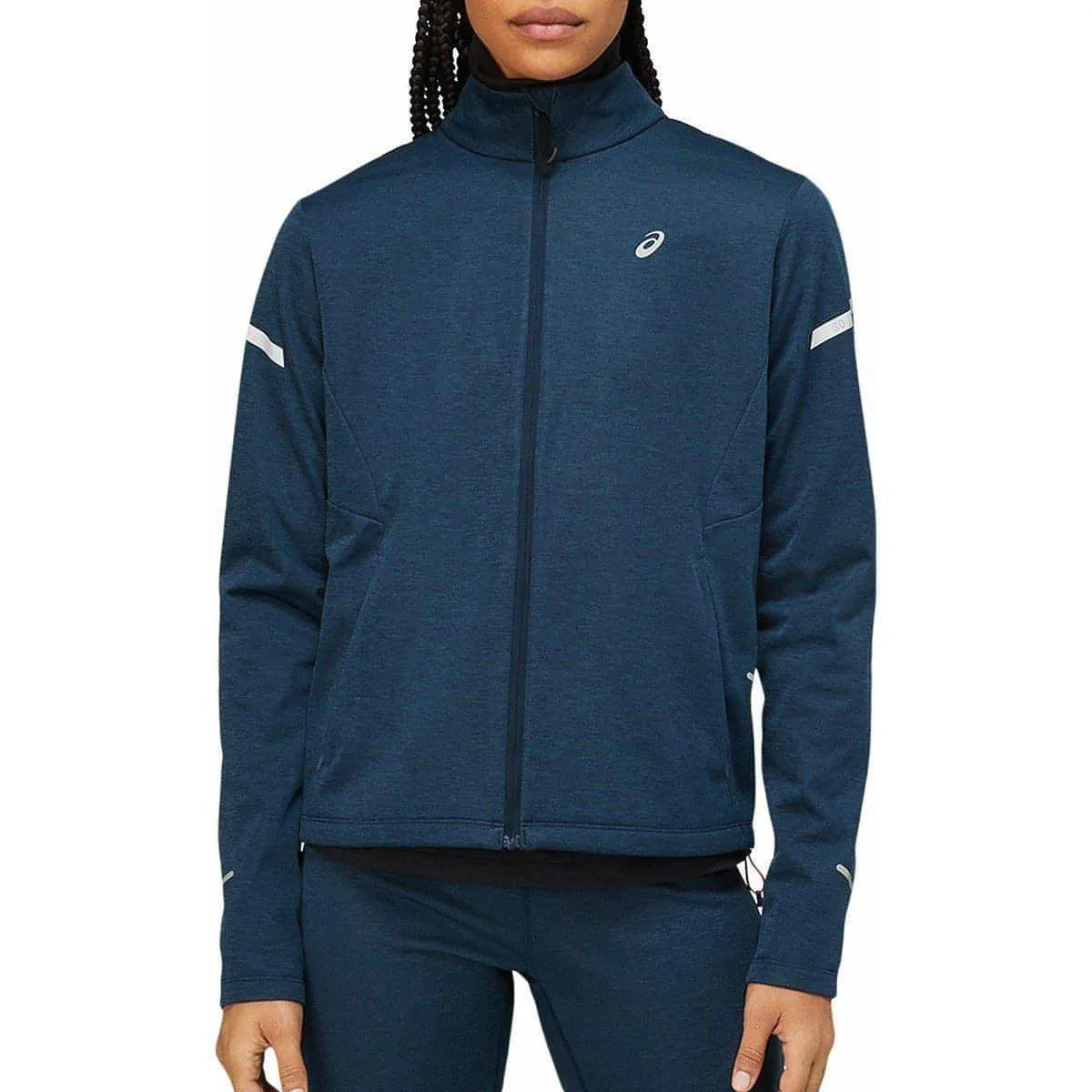 Asics Lite-Show Winter Womens Running Jacket - Navy Compression Panels