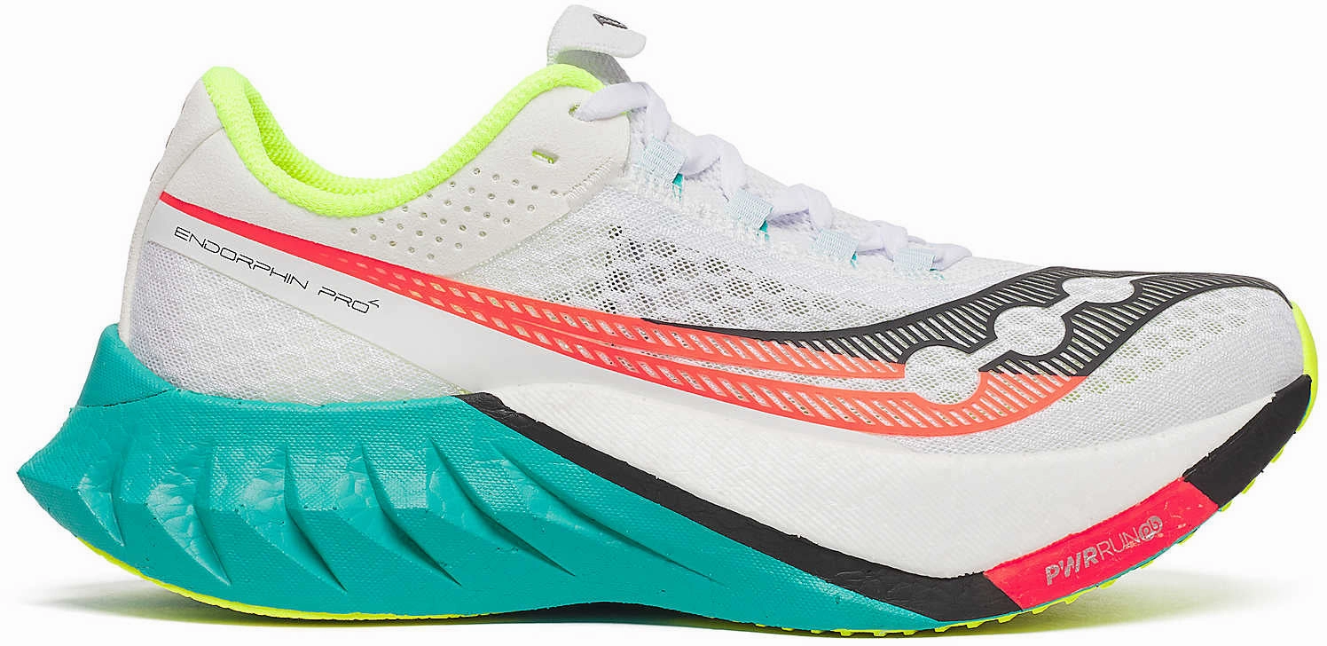 Airflow knit padded collar running shoes Saucony Endorphin Pro 4 Womens Running Shoes - White