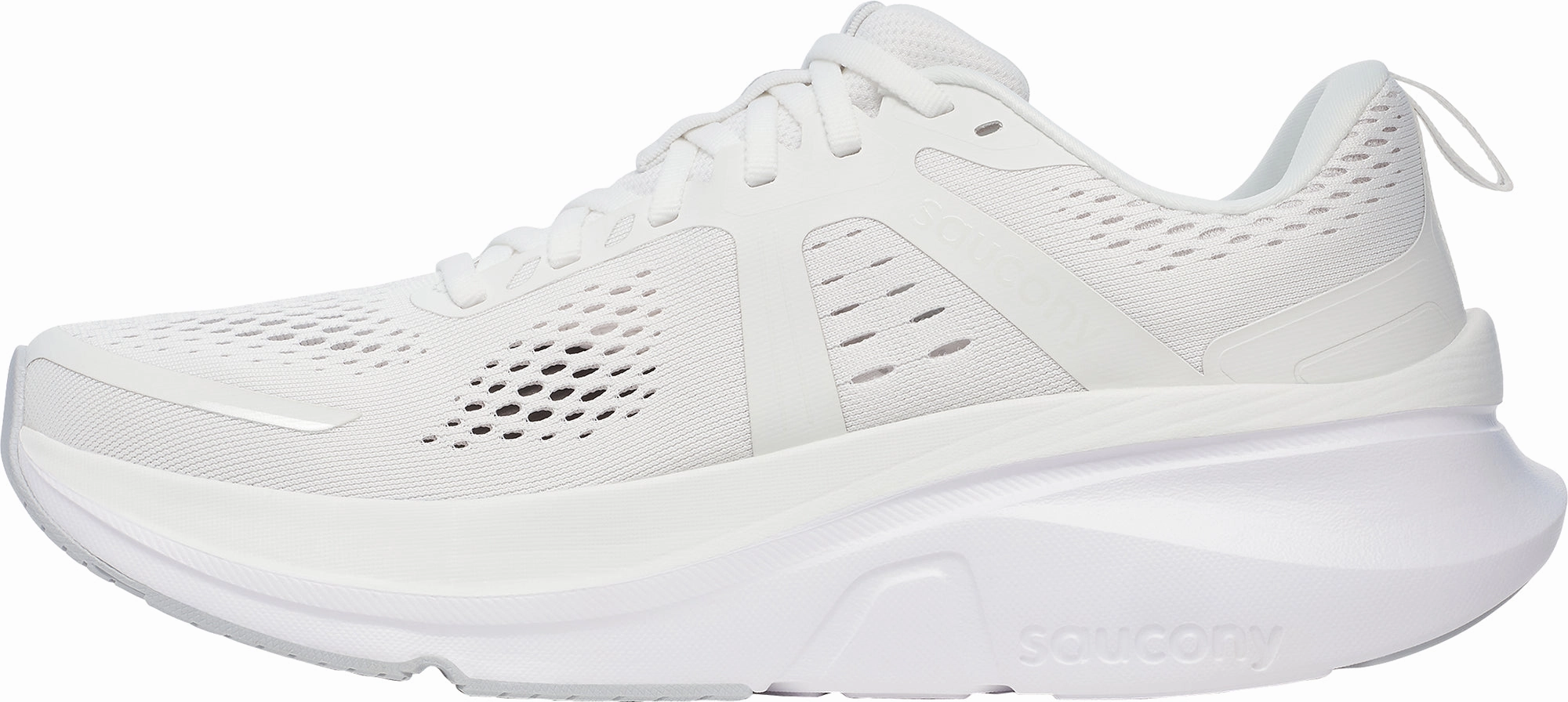 running in a big city shoes Durable materials Saucony Guide 18 Mens Running Shoes - White