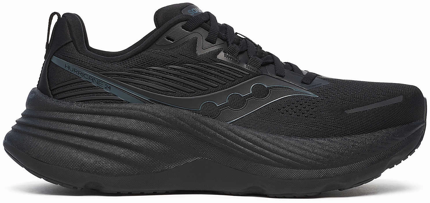 Soft - Touch Saucony Hurricane 24 Womens Running Shoes - Black