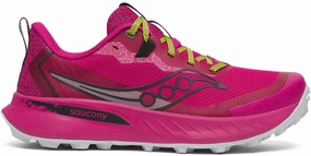 Saucony Peregrine 15 Womens Running Shoes - Pink running in a park shoes