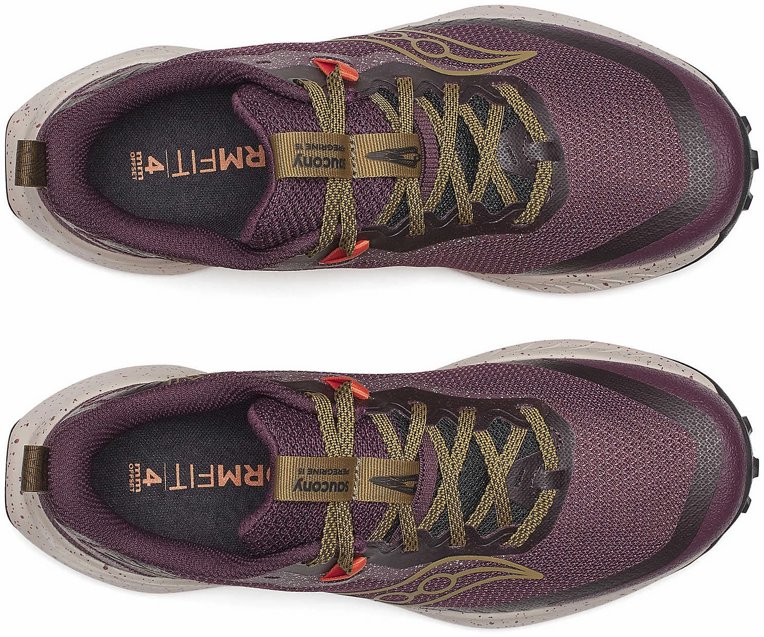 Saucony Peregrine 15 Womens Trail Running Shoes - Red running in a community park shoes