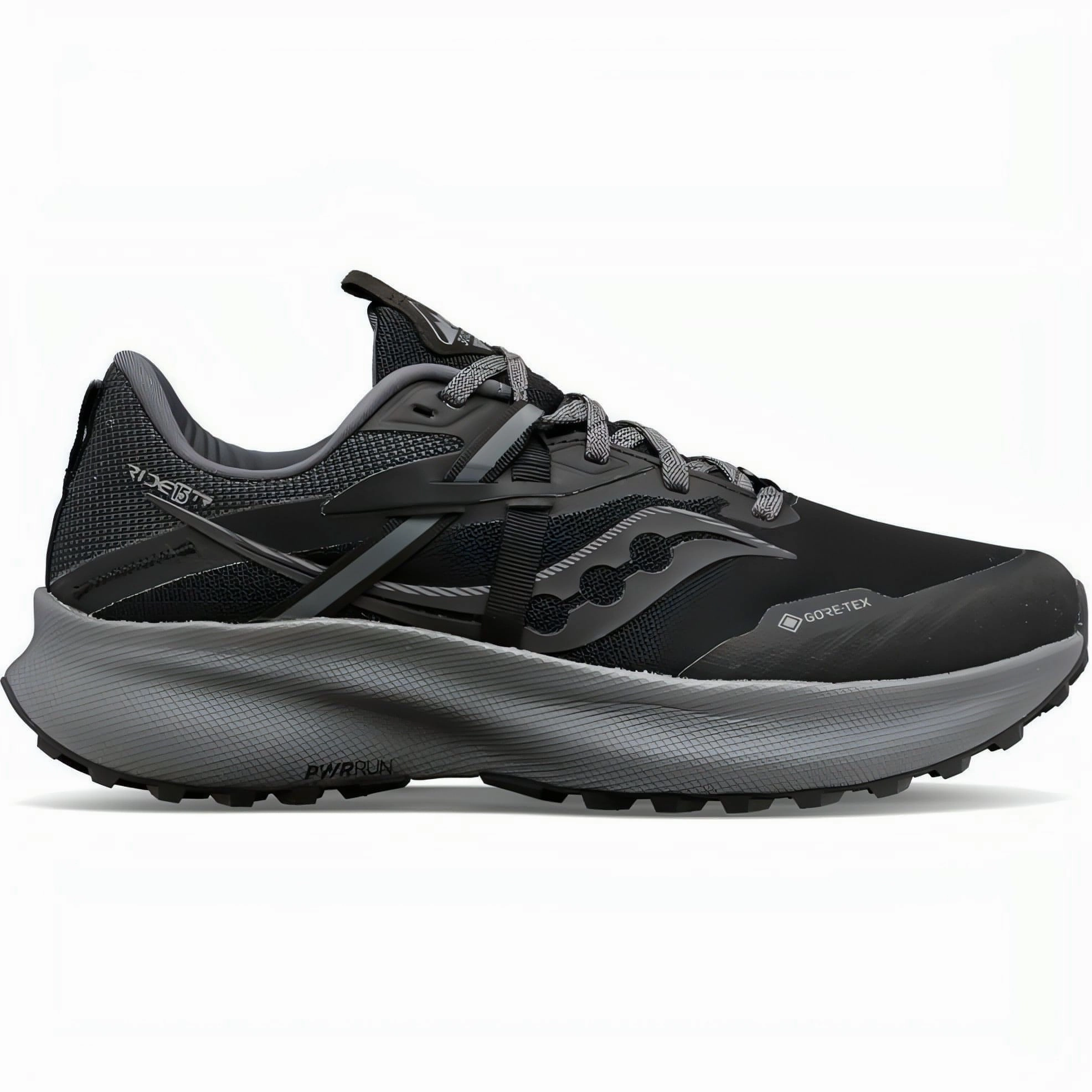 Saucony Ride 15 TR GORE-TEX Womens Trail Running Shoes - Black running in stadium humid