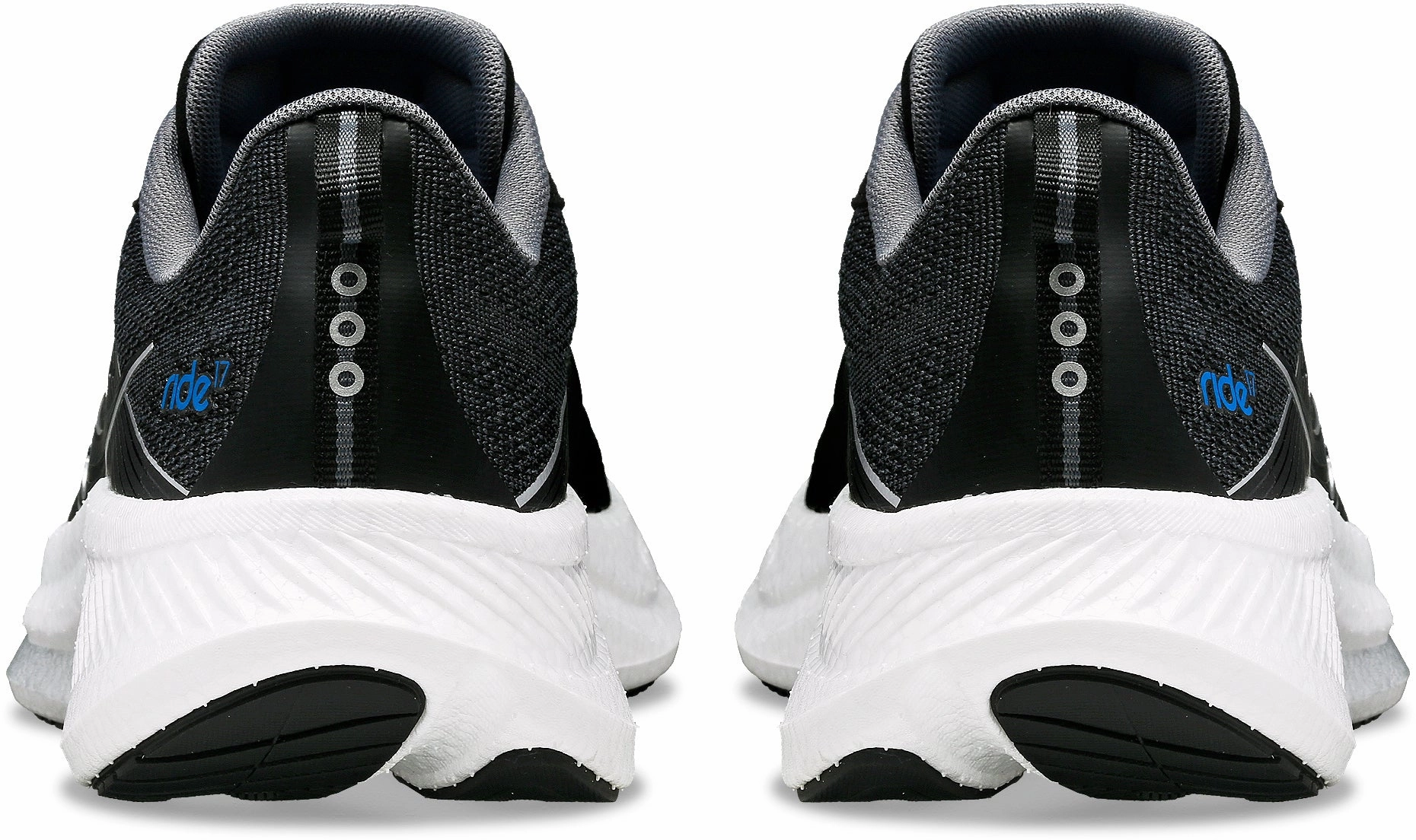 narrow - toe - box shoes Child - friendly Saucony Ride 17 Mens Running Shoes - Black