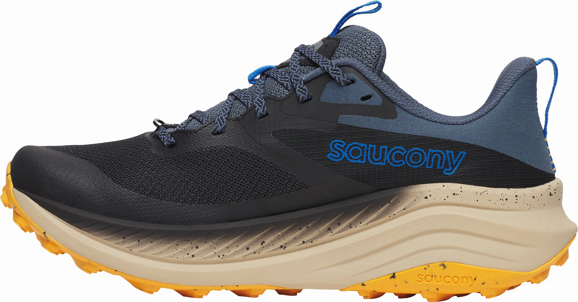 Breathable Footbed LightweightMaterial Saucony Xodus Ultra 3 Mens Trail Running Shoes - Black