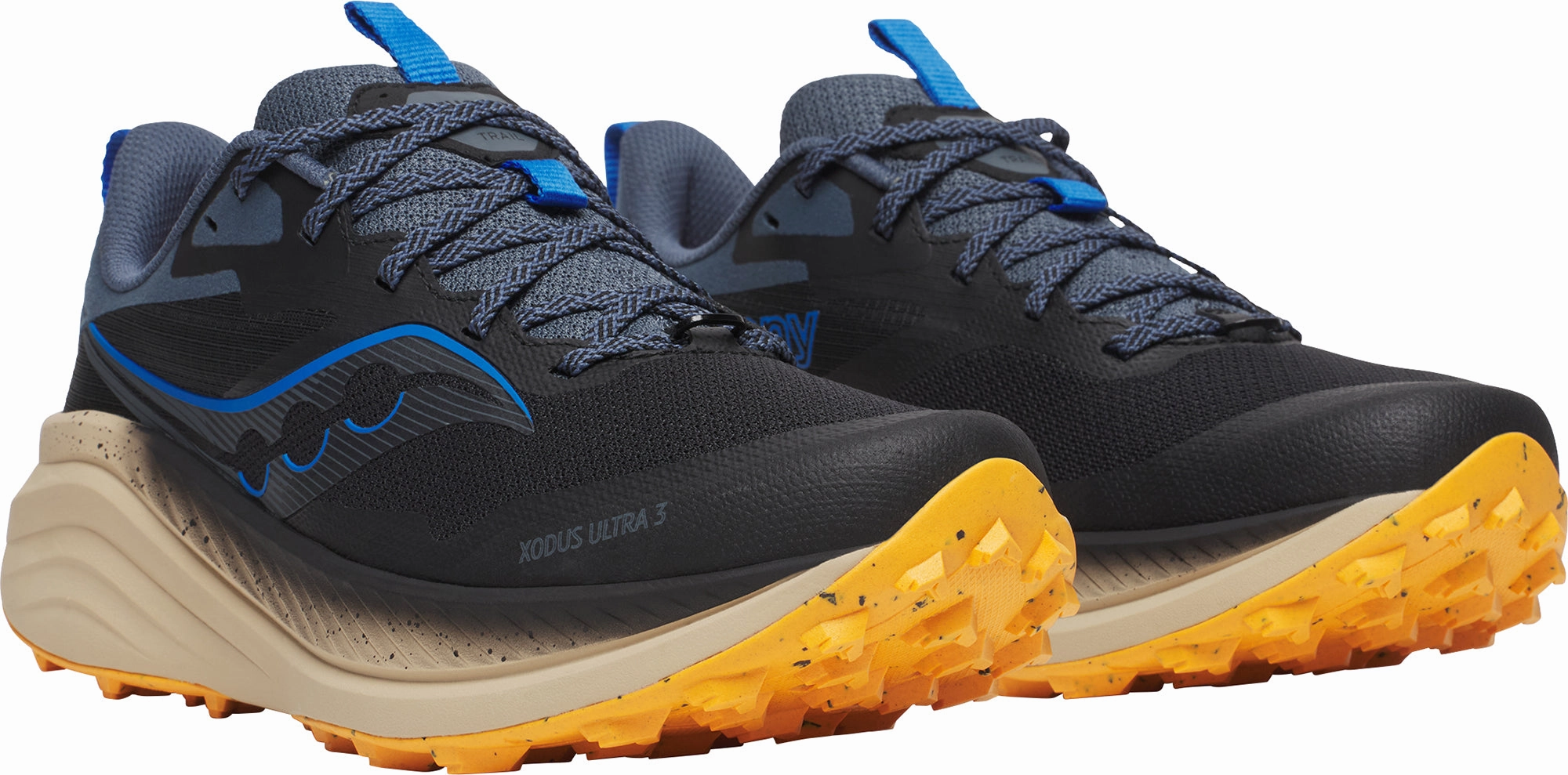 running in dry conditions Saucony Xodus Ultra 3 Mens Trail Running Shoes - Black