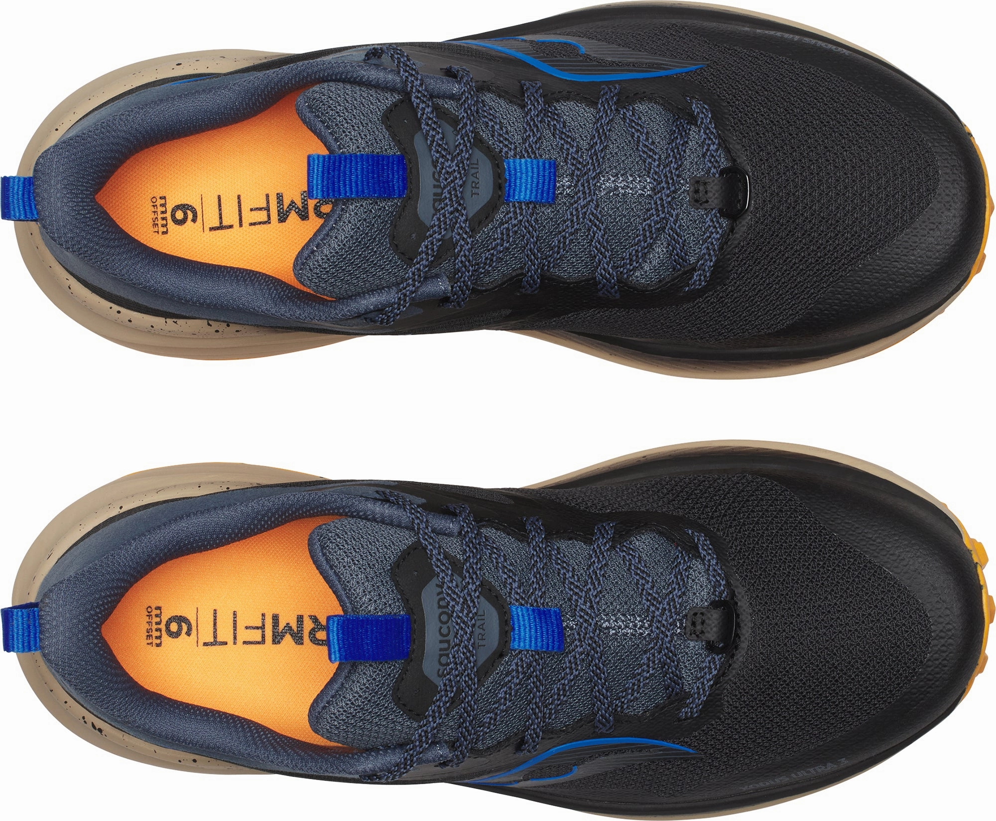 high - visibility - safety shoes running in a park shoes Saucony Xodus Ultra 3 Mens Trail Running Shoes - Black