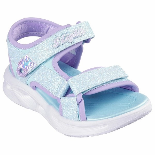 Casual Comfort Outdoor Ready Skechers Sola Glow Sandal Light Blue Lavender