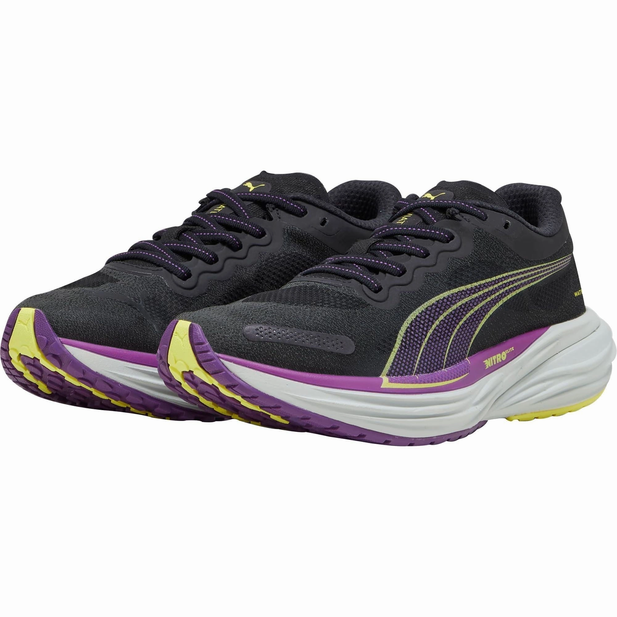 Gym Shoes running with watch shoes Puma Deviate Nitro 2 WTRepel Womens Running Shoes - Black