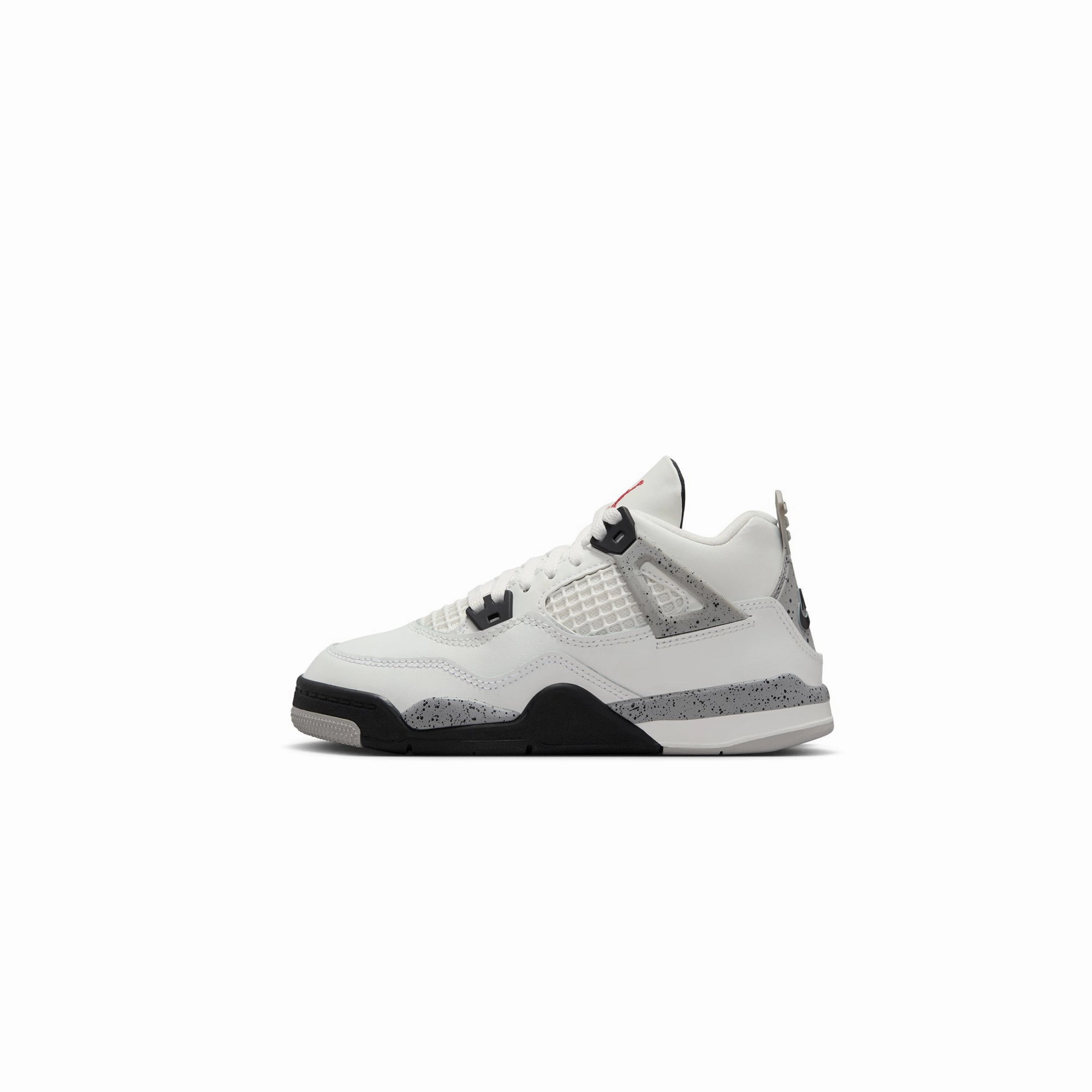 Air Jordan 4 Little Kids Retro "White Cement" Shoes Comfort Fit Lining Flexible Laces