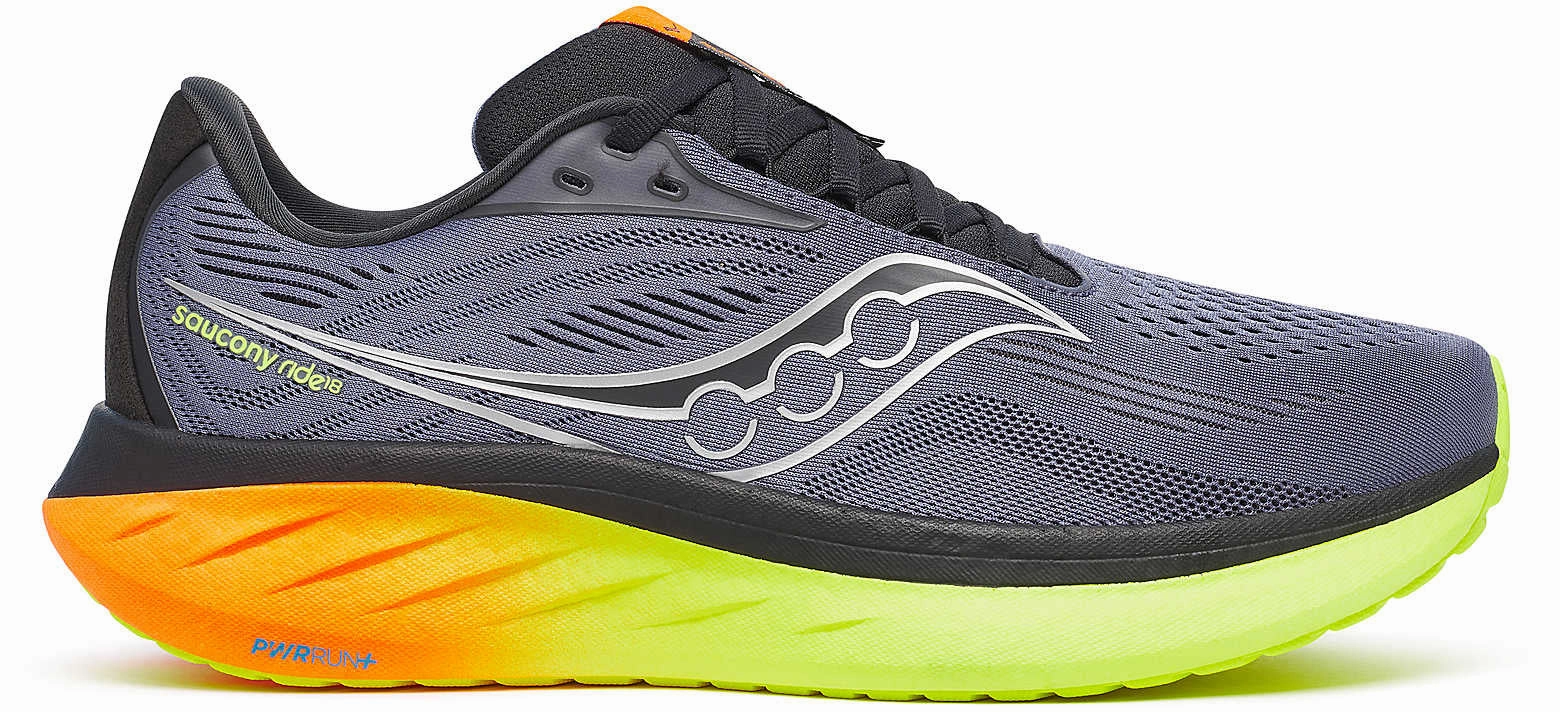 Saucony Ride 18 Mens Running Shoes - Grey Multi Layer Mesh Ventilation
