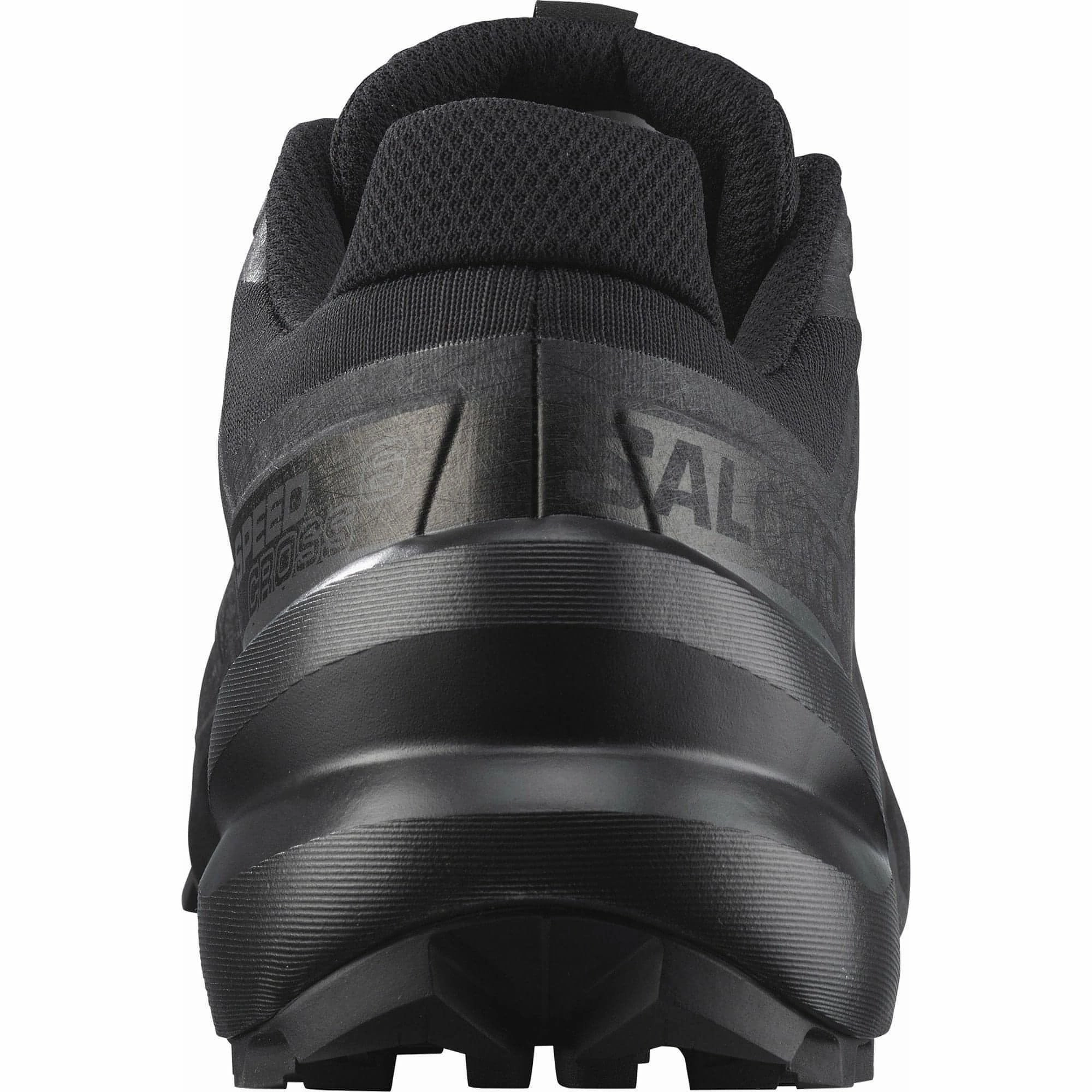 Salomon Speedcross 6 Mens Trail Running Shoes - Black Asymmetric Ankle Support spring use