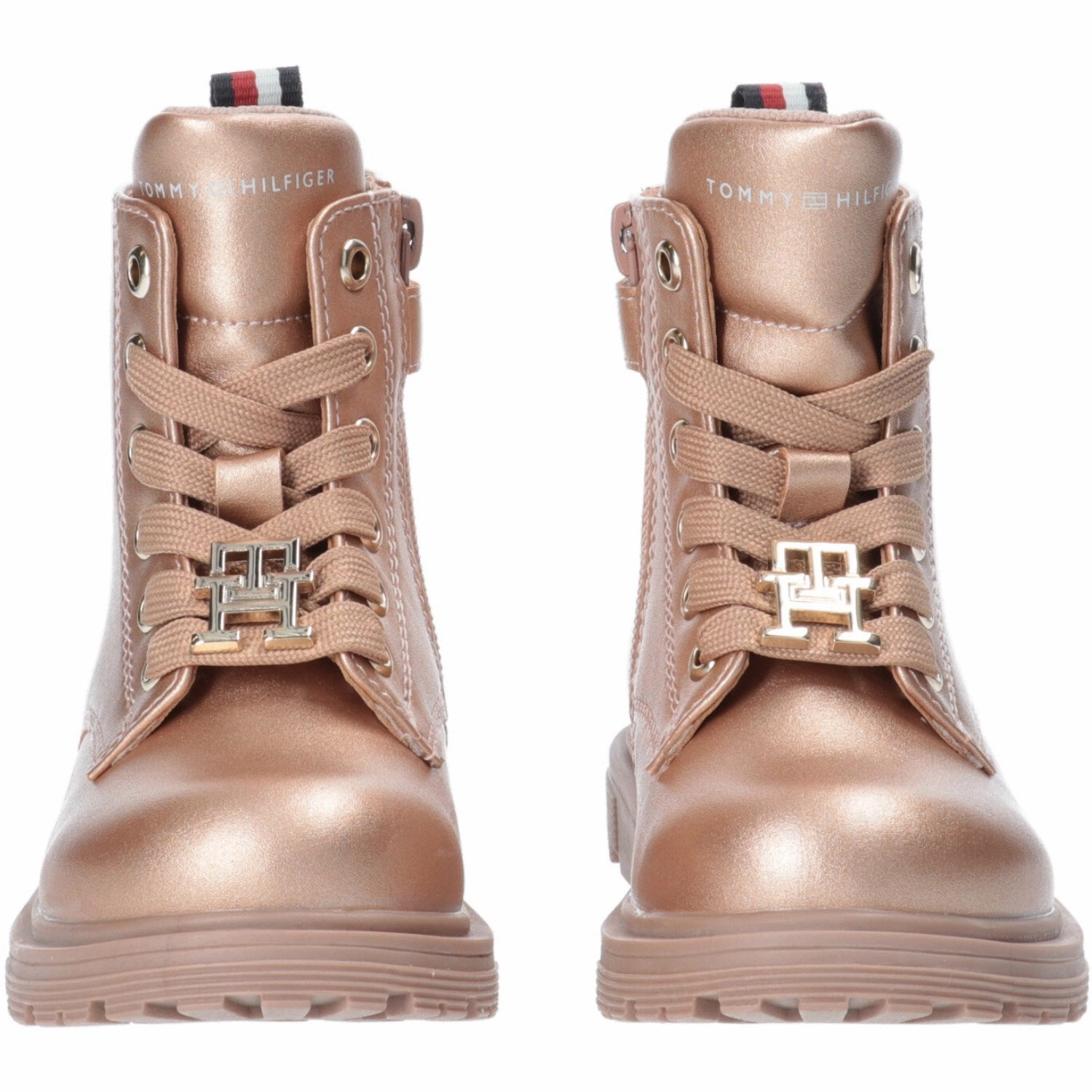 High-traction Rugged And Durable Tommy Hilfiger Rose Gold Lace-Up Bootie