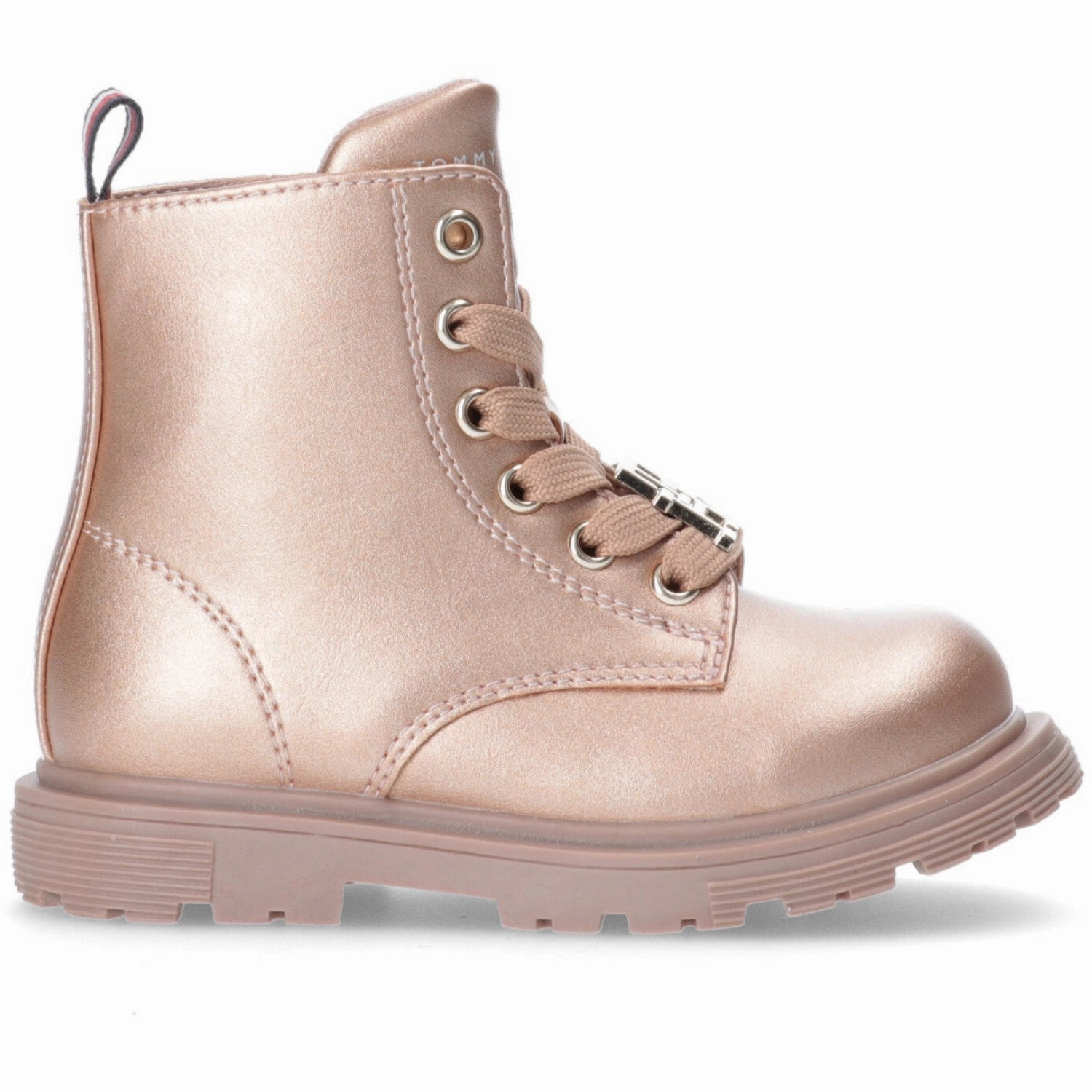 Tommy Hilfiger Rose Gold Lace-Up Bootie Slip Resistant Sole