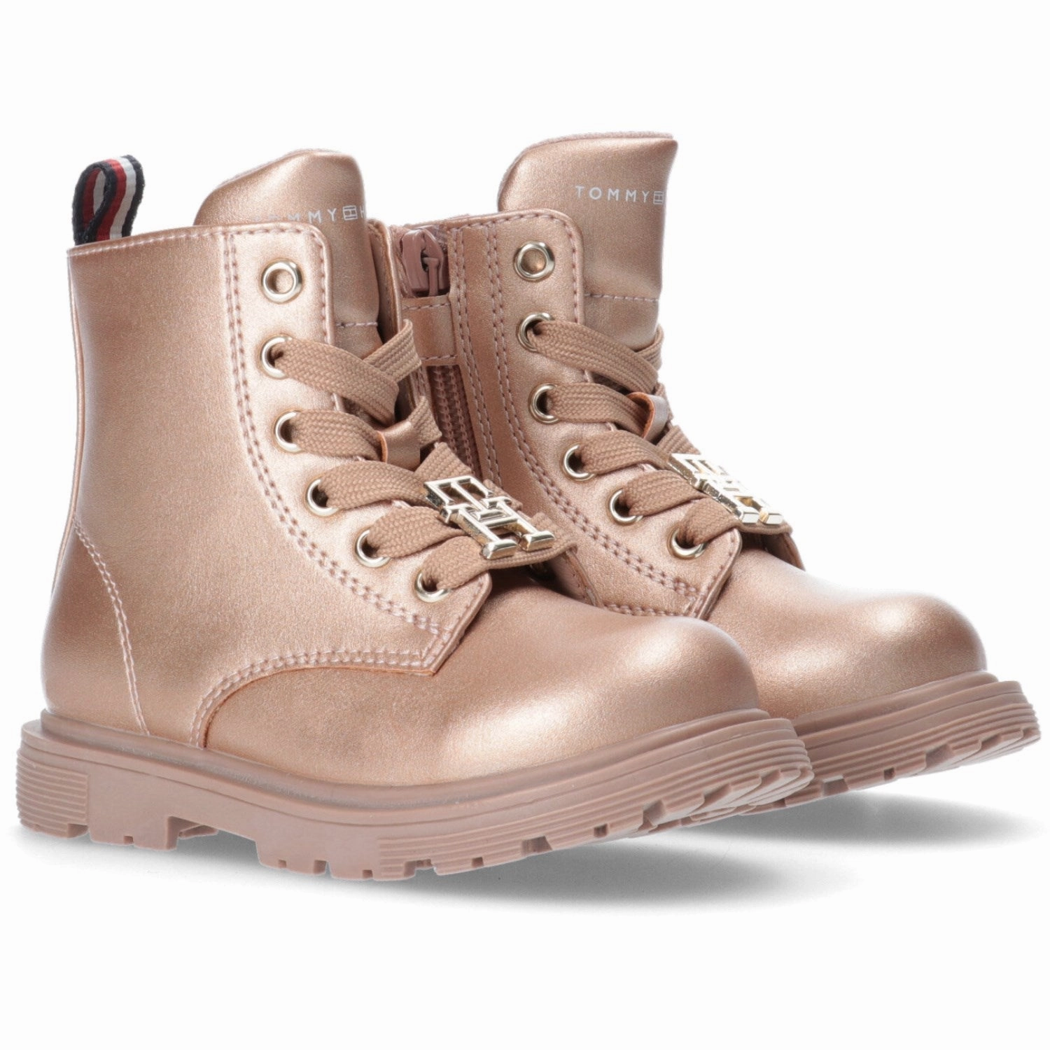 Tommy Hilfiger Rose Gold Lace-Up Bootie Seamless Comfort Comfort Seeker Ergonomic Design